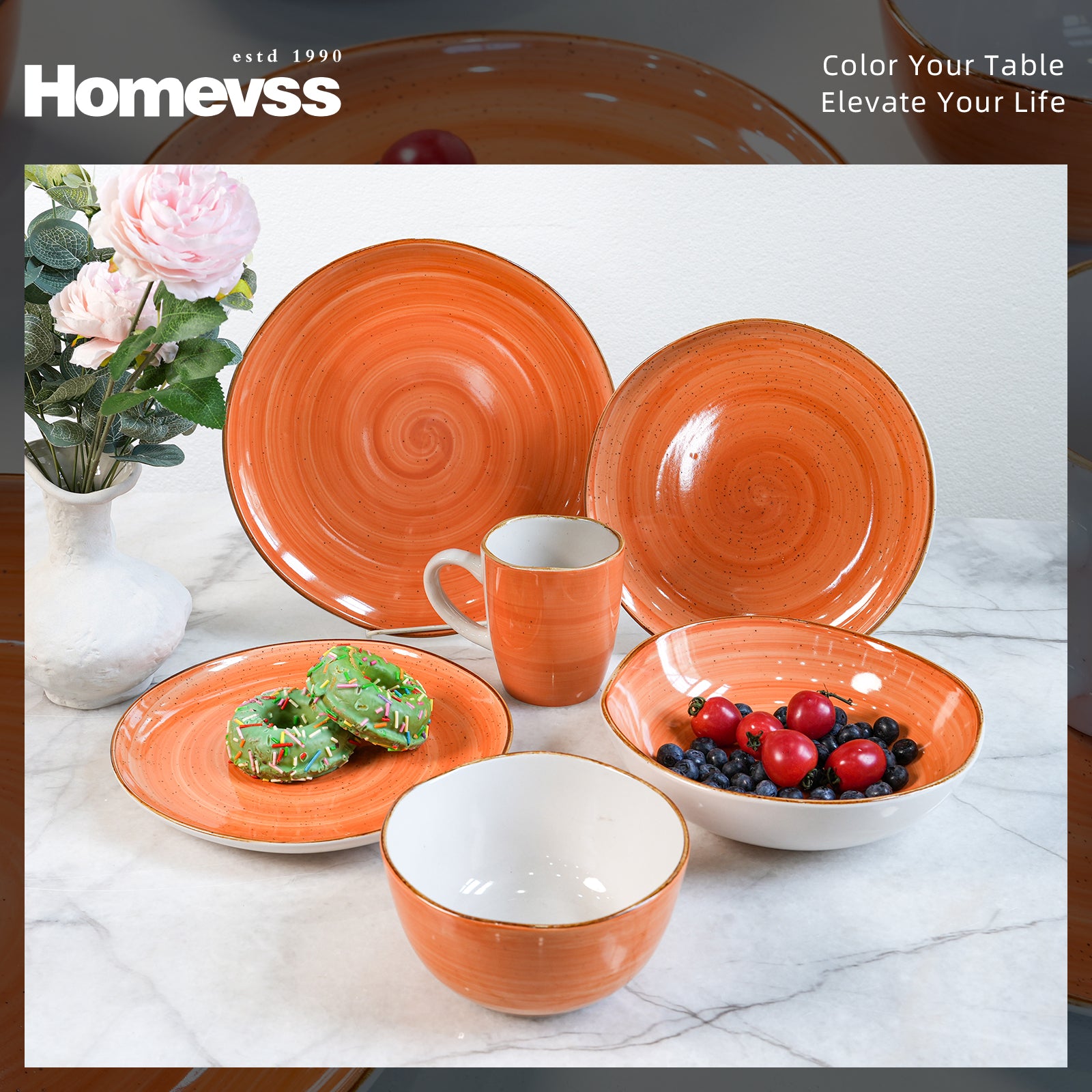 Organic Shape Stoneware Dinnerware Set,HW