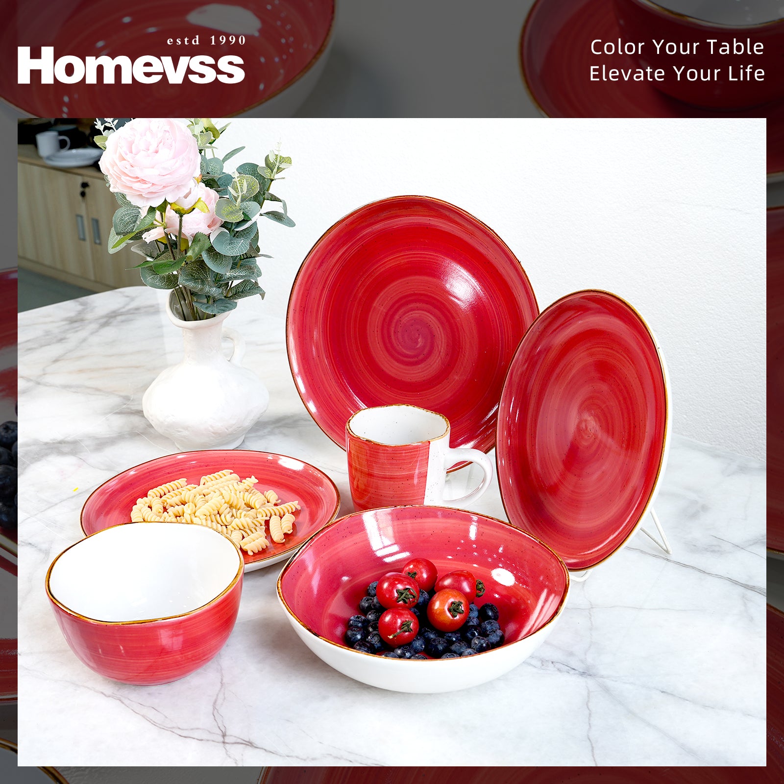 Organic Shape Stoneware Dinnerware Set,HW