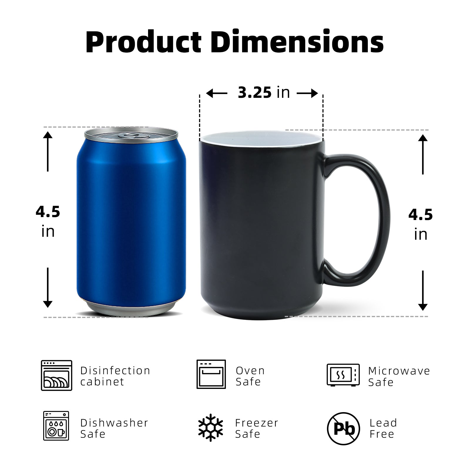 15oz Color-Changing Stoneware Sublimation Mug Blanks, in white gift box