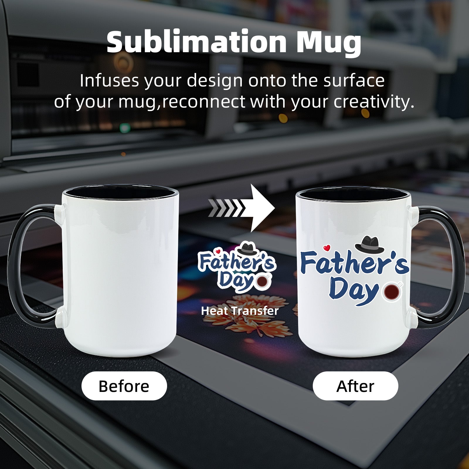 15oz Stoneware Sublimation Mug Blanks, in white gift box