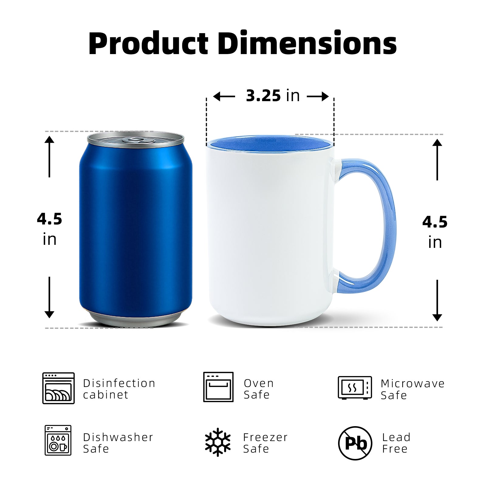15oz Stoneware Sublimation Mug Blanks, in white gift box