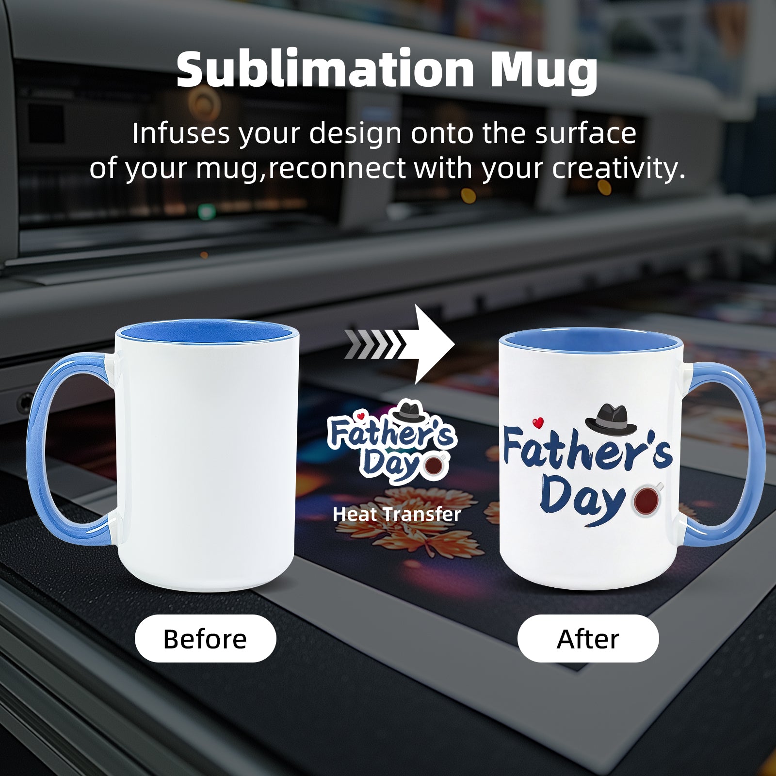 15oz Stoneware Sublimation Mug Blanks, in white gift box