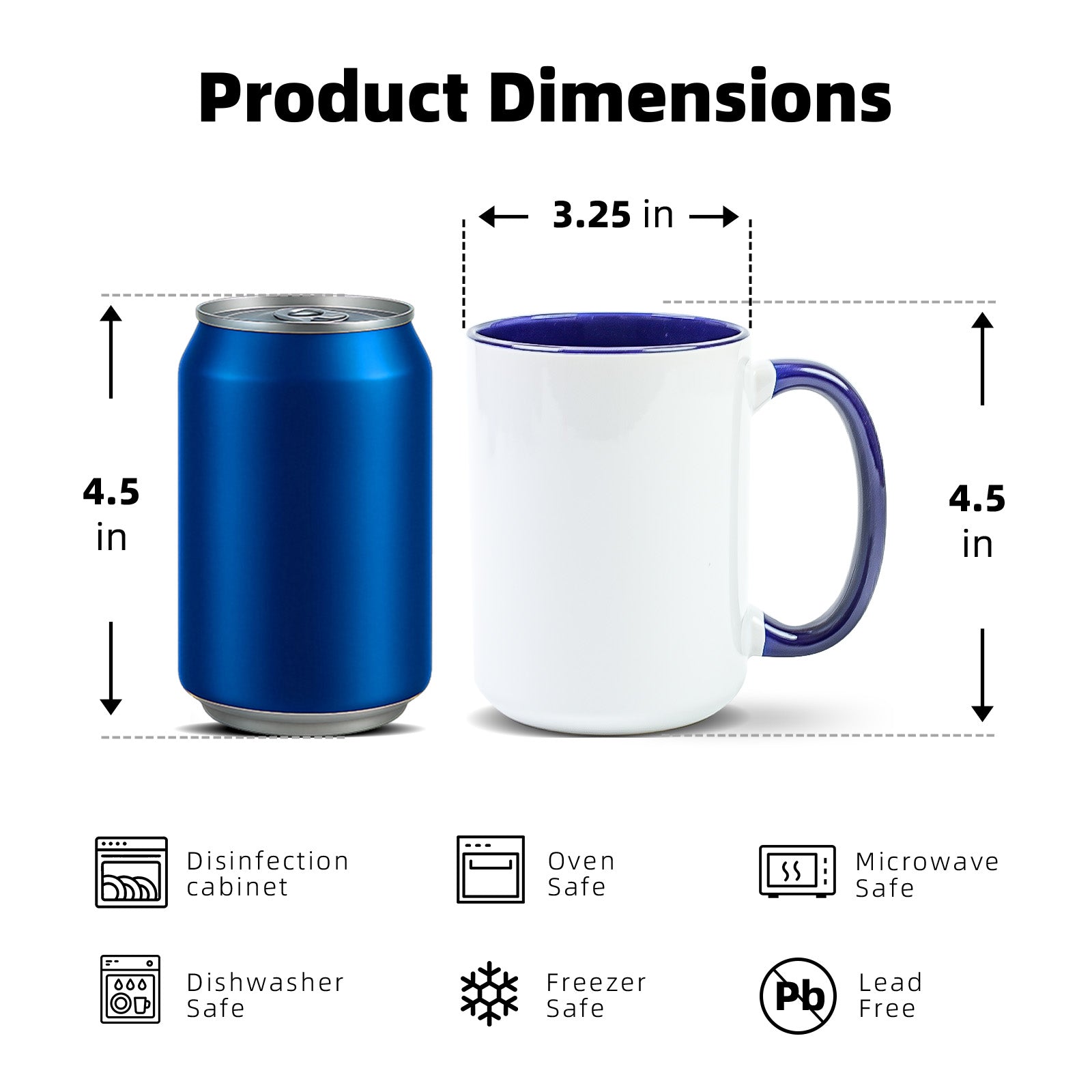 15oz Stoneware Sublimation Mug Blanks, in white gift box