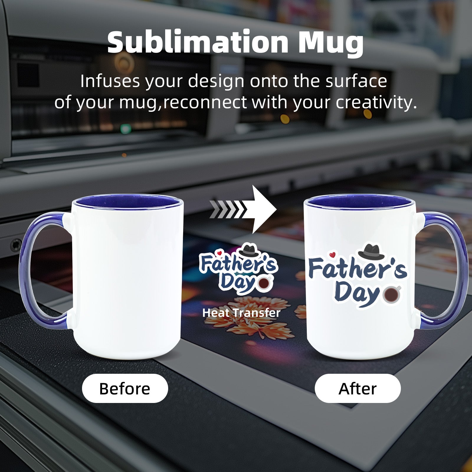15oz Stoneware Sublimation Mug Blanks, in white gift box