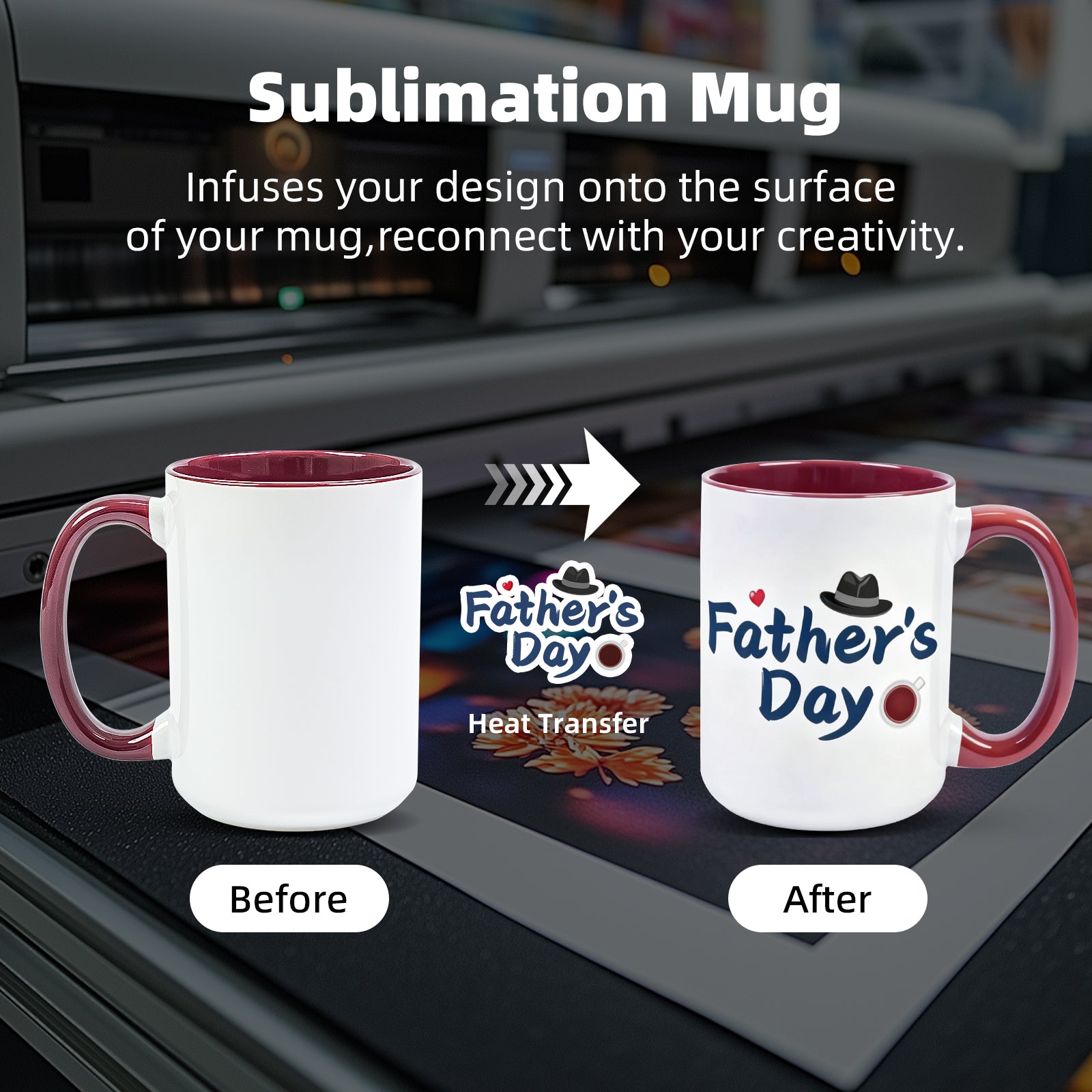 15oz Stoneware Sublimation Mug Blanks, in white gift box