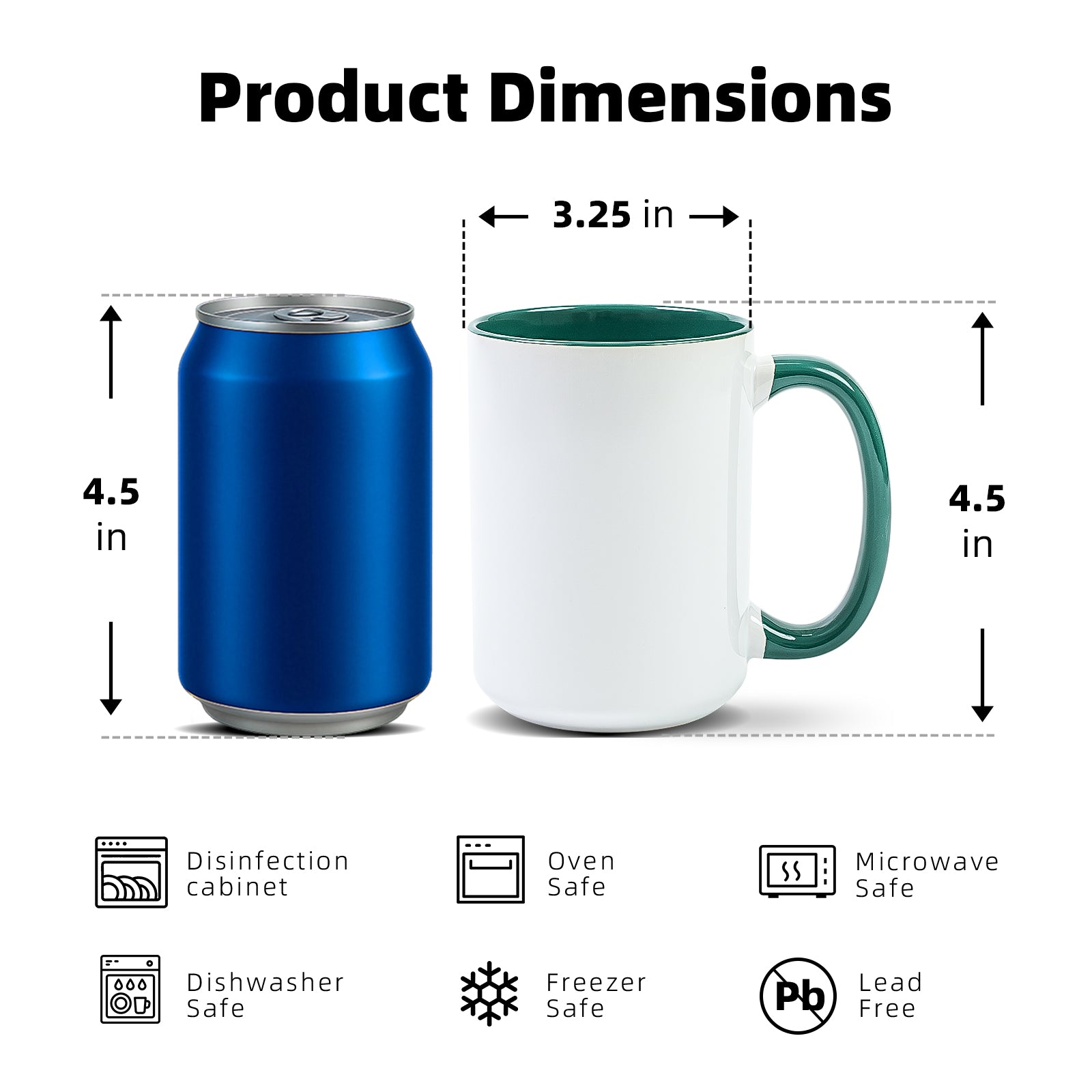 15oz Stoneware Sublimation Mug Blanks, in white gift box