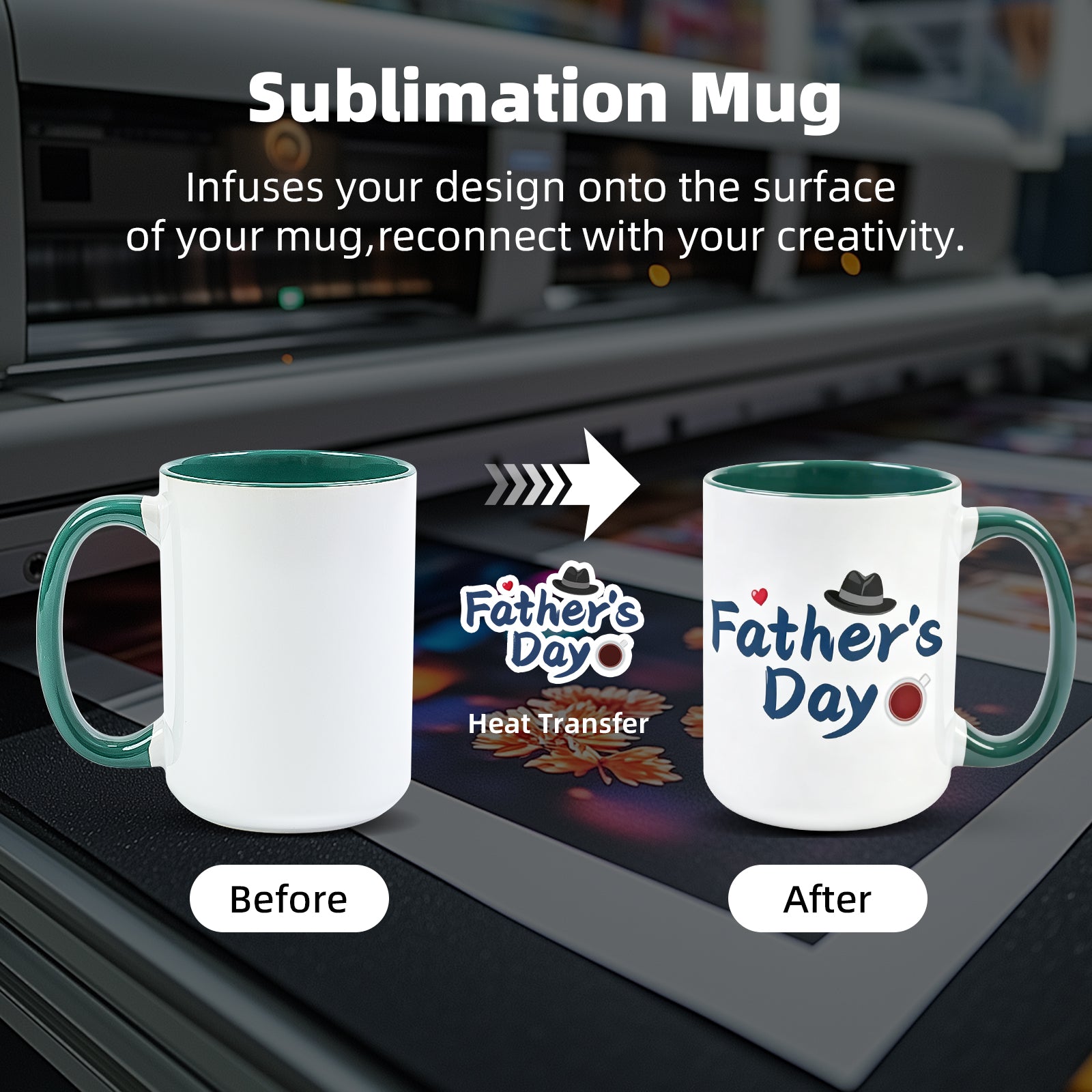 15oz Stoneware Sublimation Mug Blanks, in white gift box