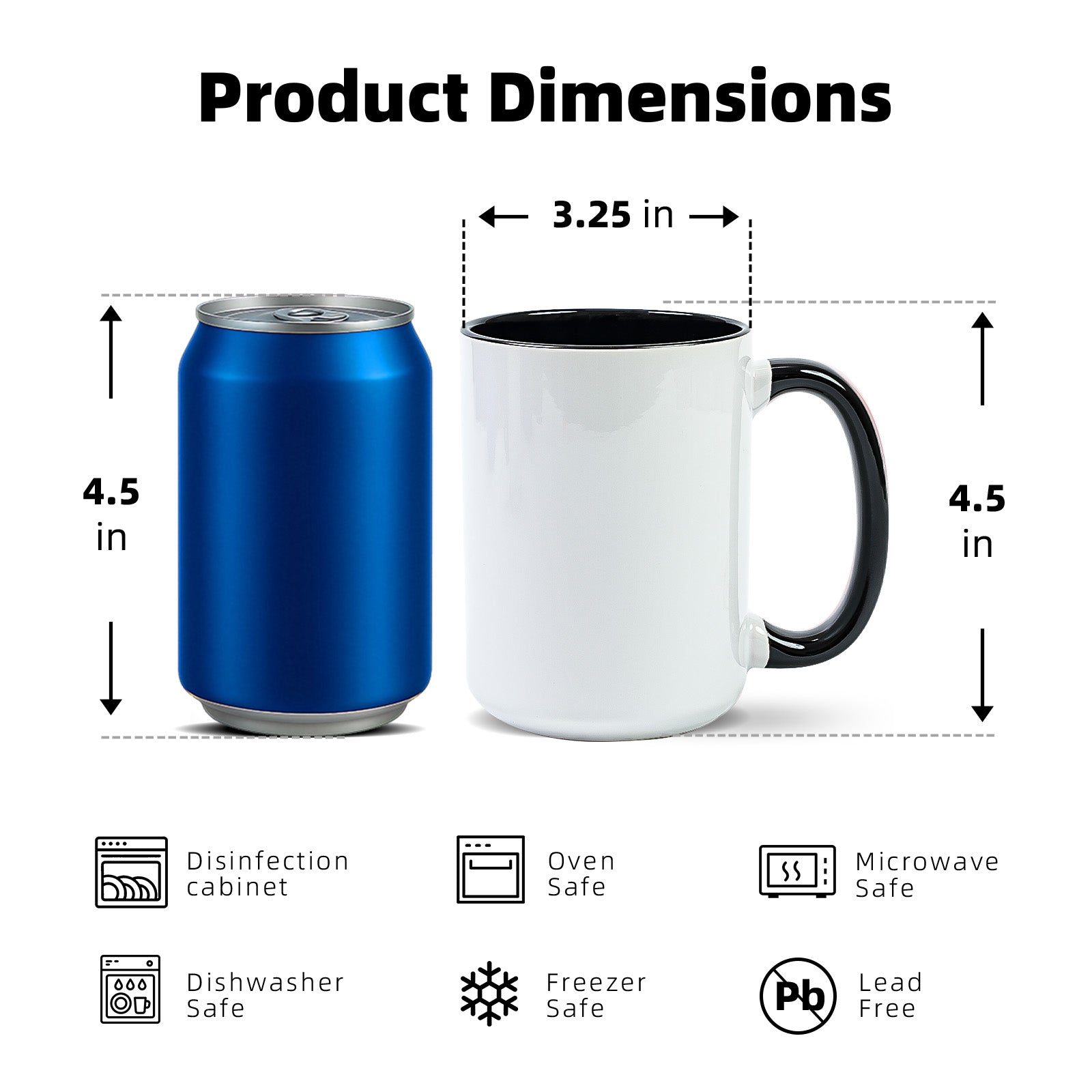 15oz Stoneware Sublimation Mug Blanks, in white gift box