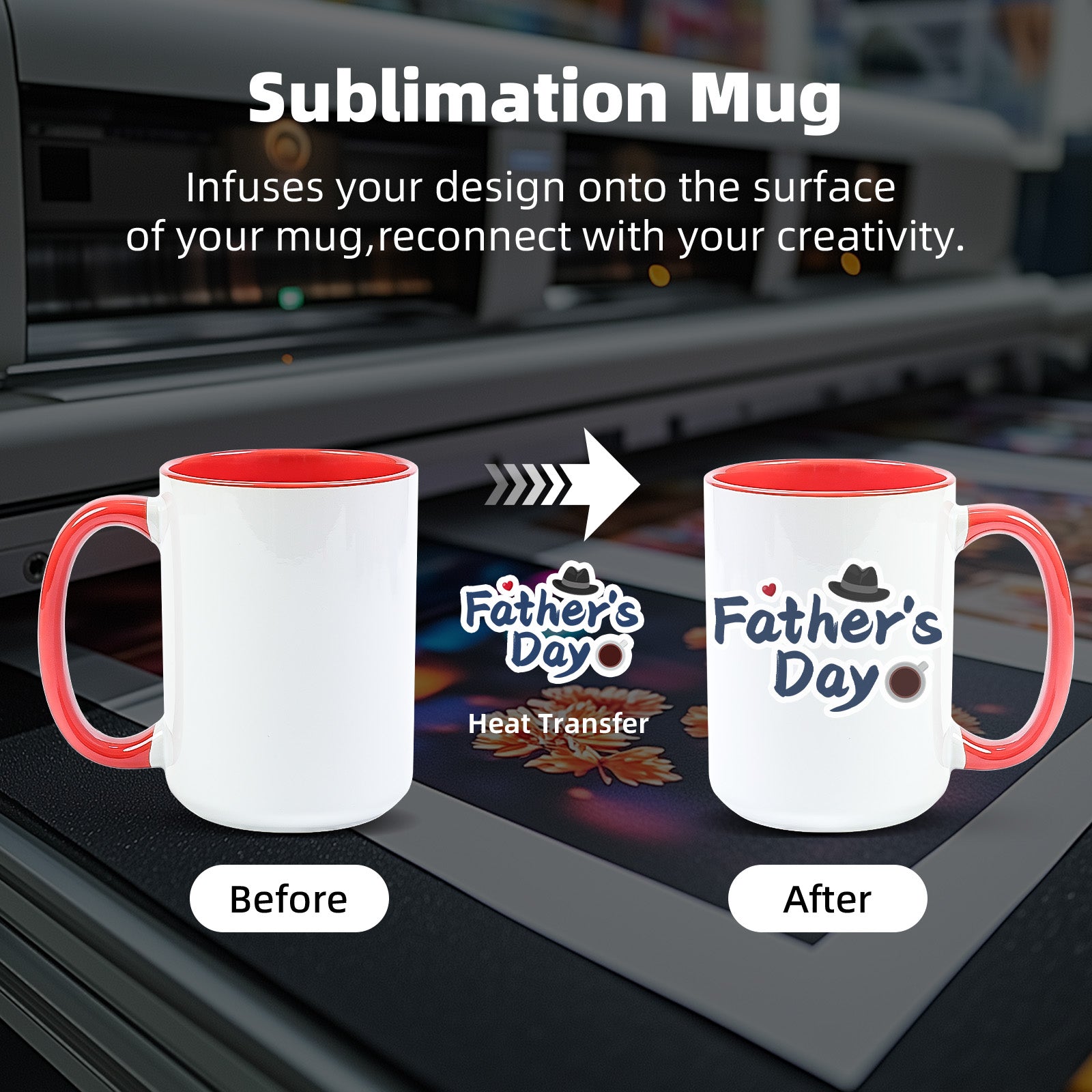 15oz Stoneware Sublimation Mug Blanks, in white gift box