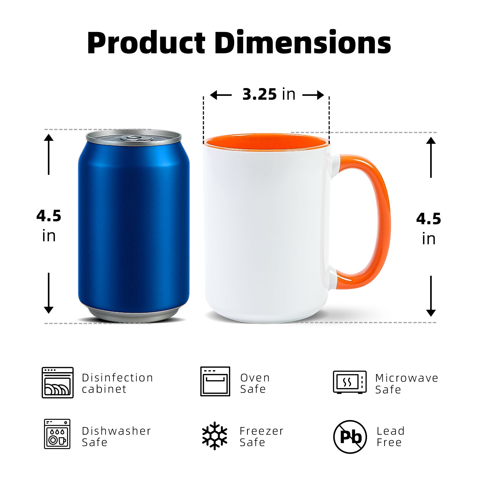 15oz Stoneware Sublimation Mug Blanks, in white gift box