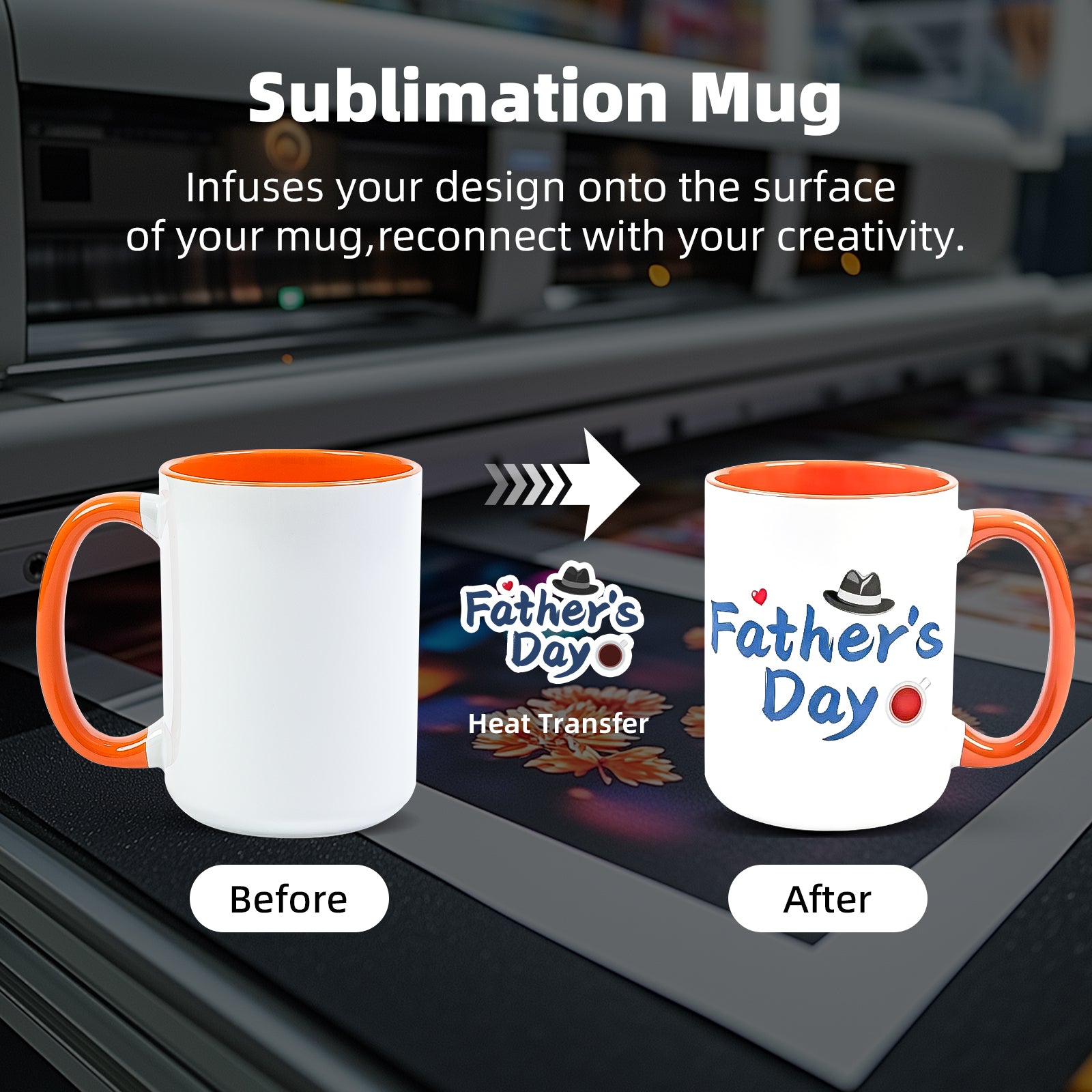 15oz Stoneware Sublimation Mug Blanks, in white gift box