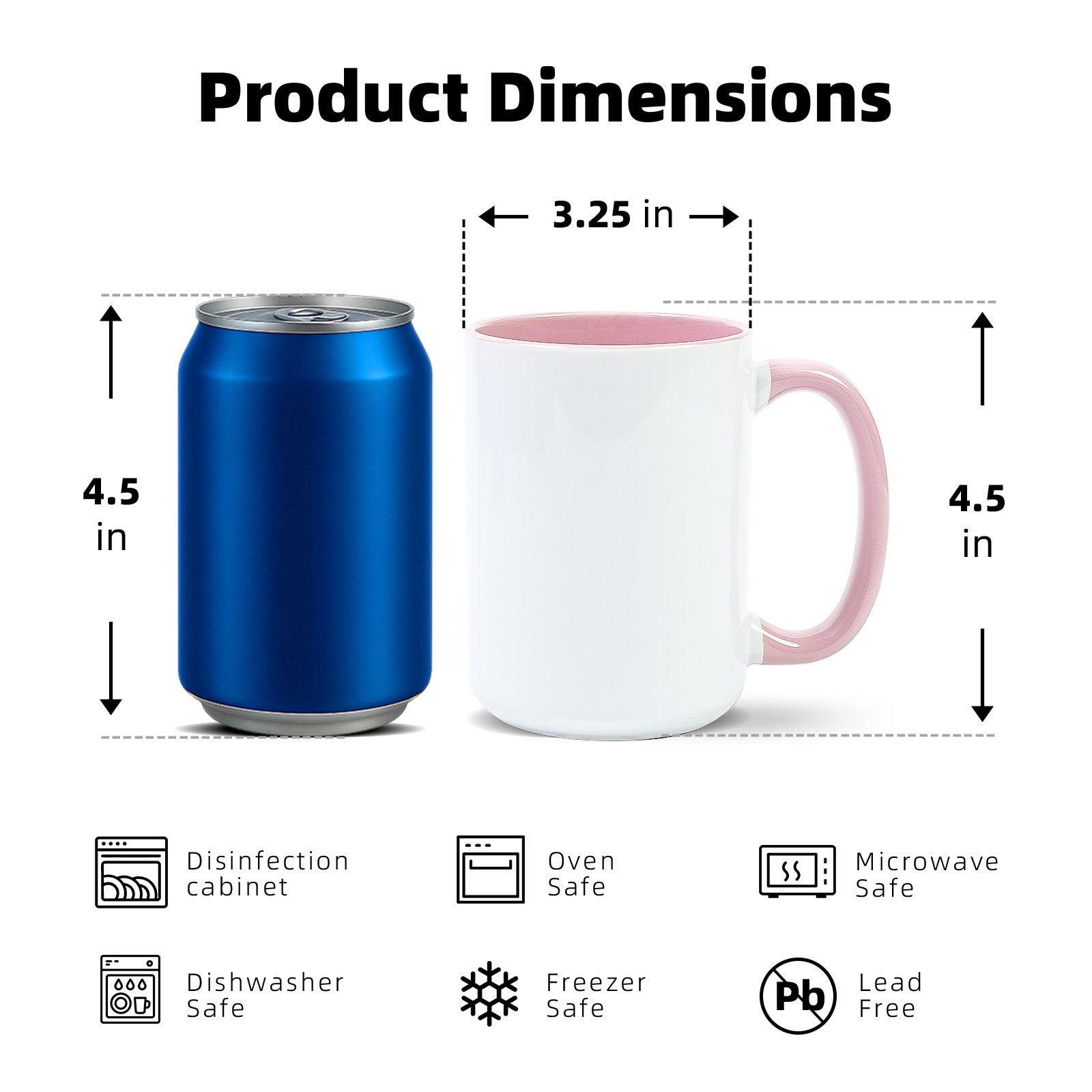 15oz Stoneware Sublimation Mug Blanks, in white gift box