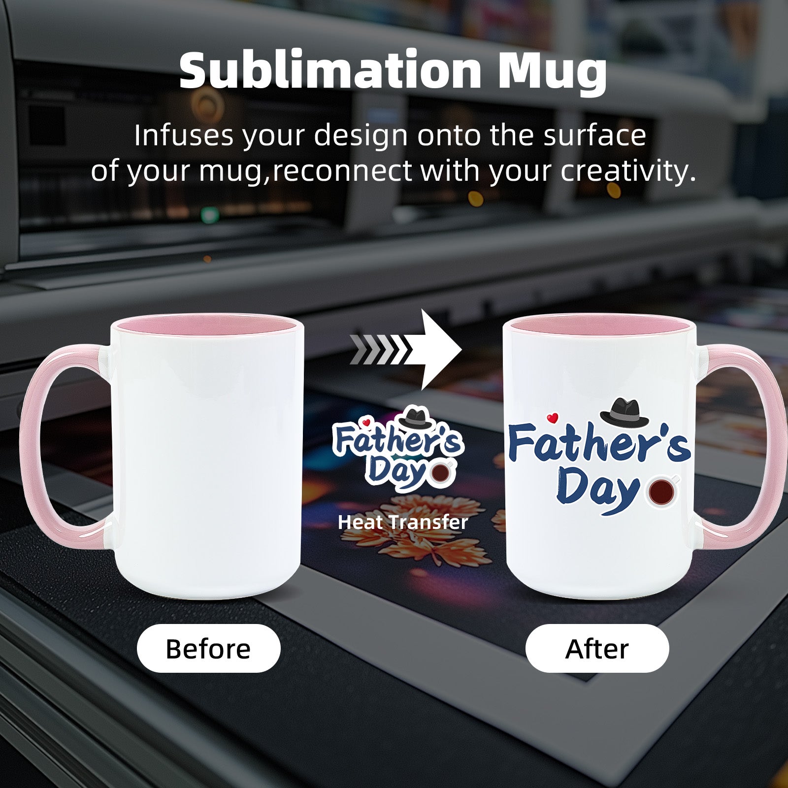 15oz Stoneware Sublimation Mug Blanks, in white gift box