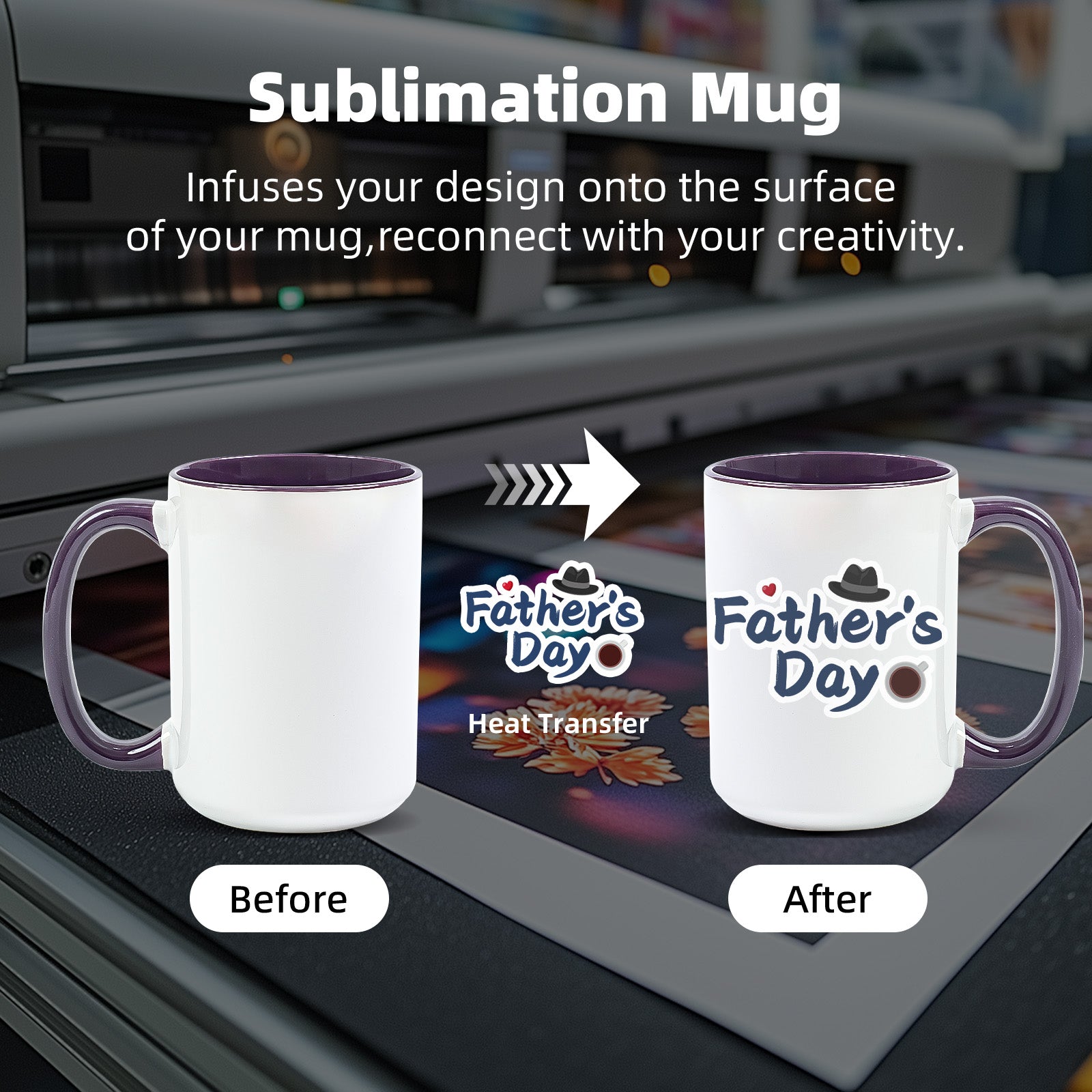 15oz Stoneware Sublimation Mug Blanks, in white gift box