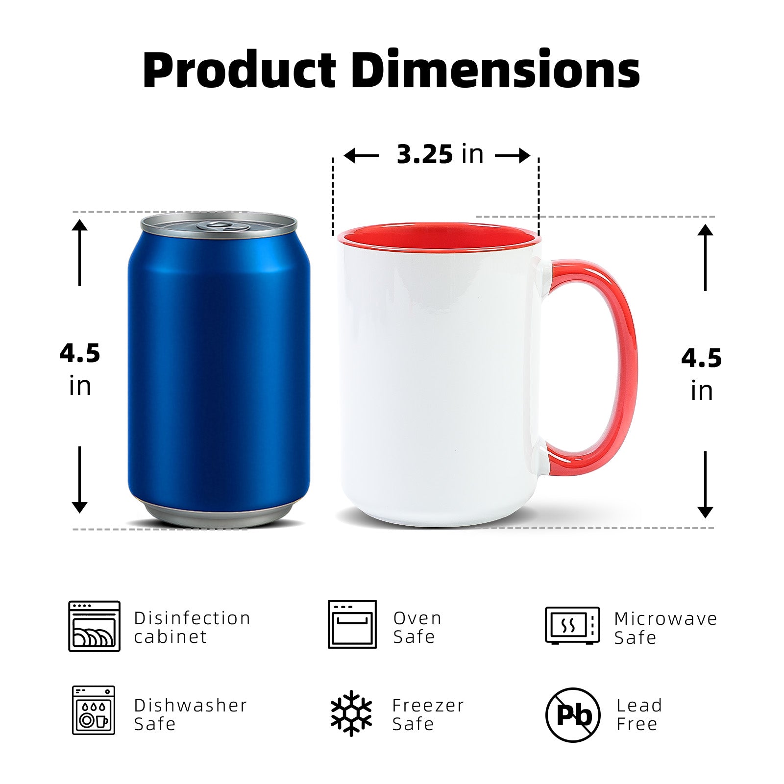 15oz Stoneware Sublimation Mug Blanks, in white gift box
