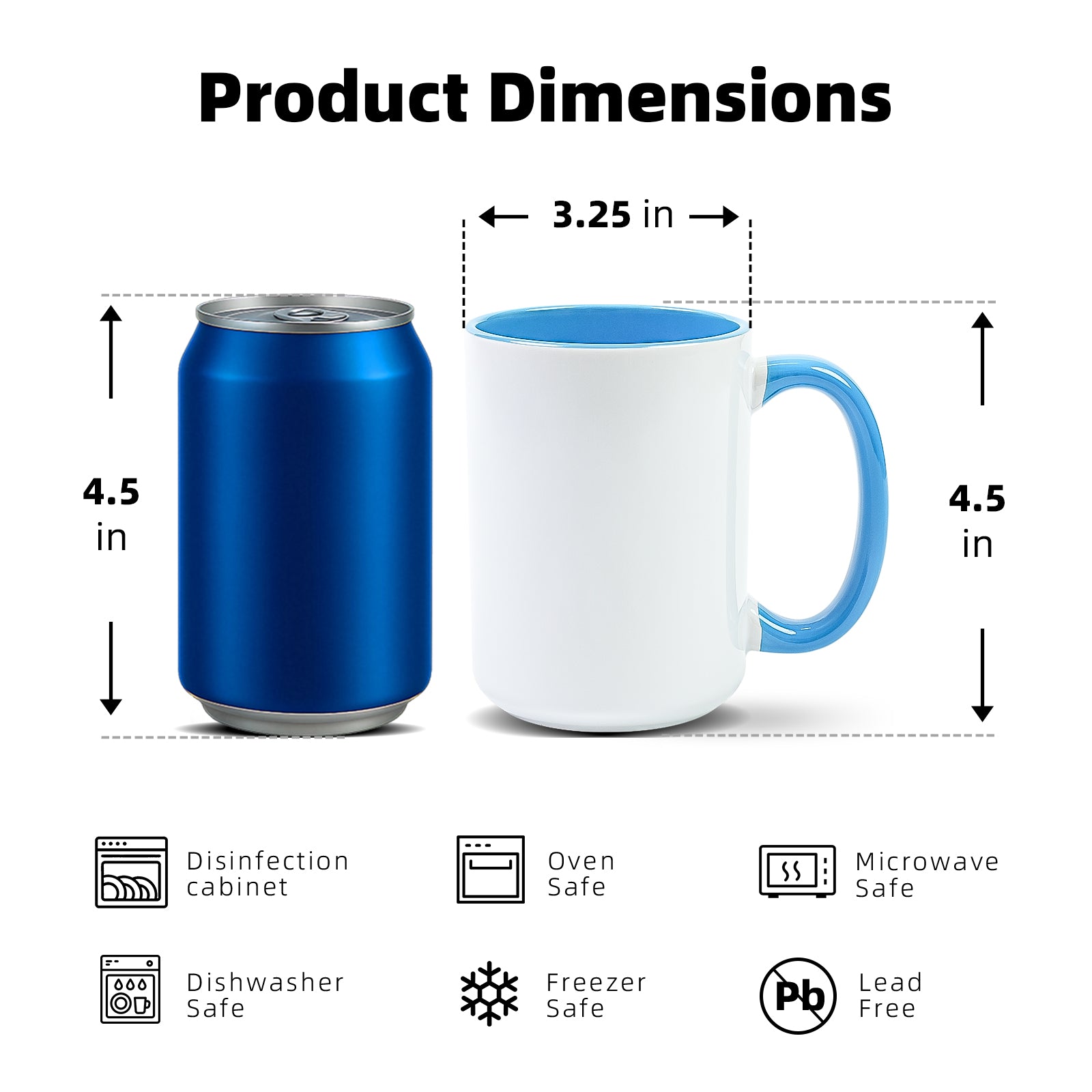15oz Stoneware Sublimation Mug Blanks, in white gift box