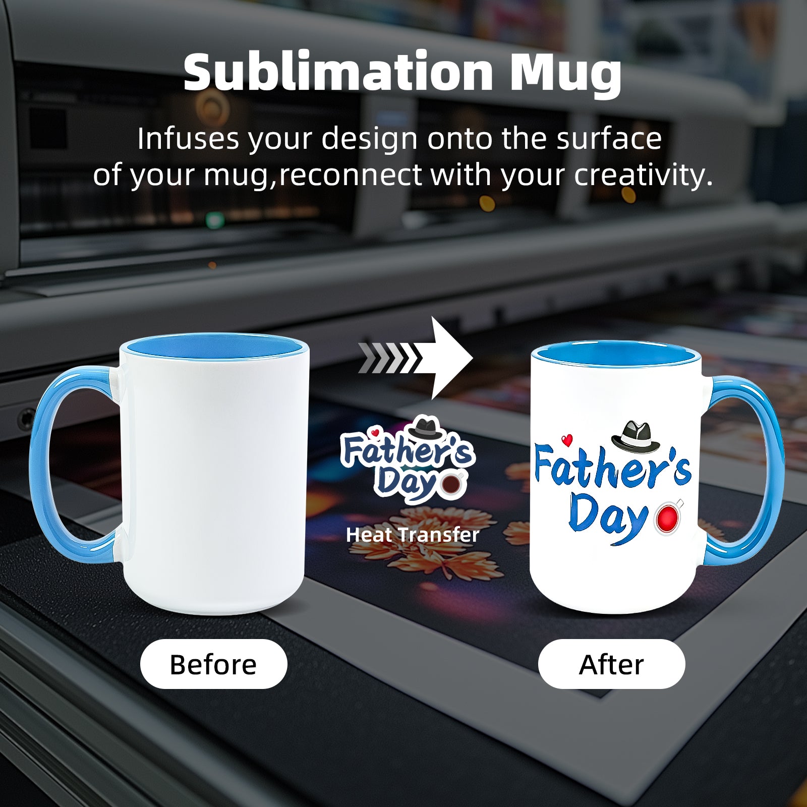 15oz Stoneware Sublimation Mug Blanks, in white gift box