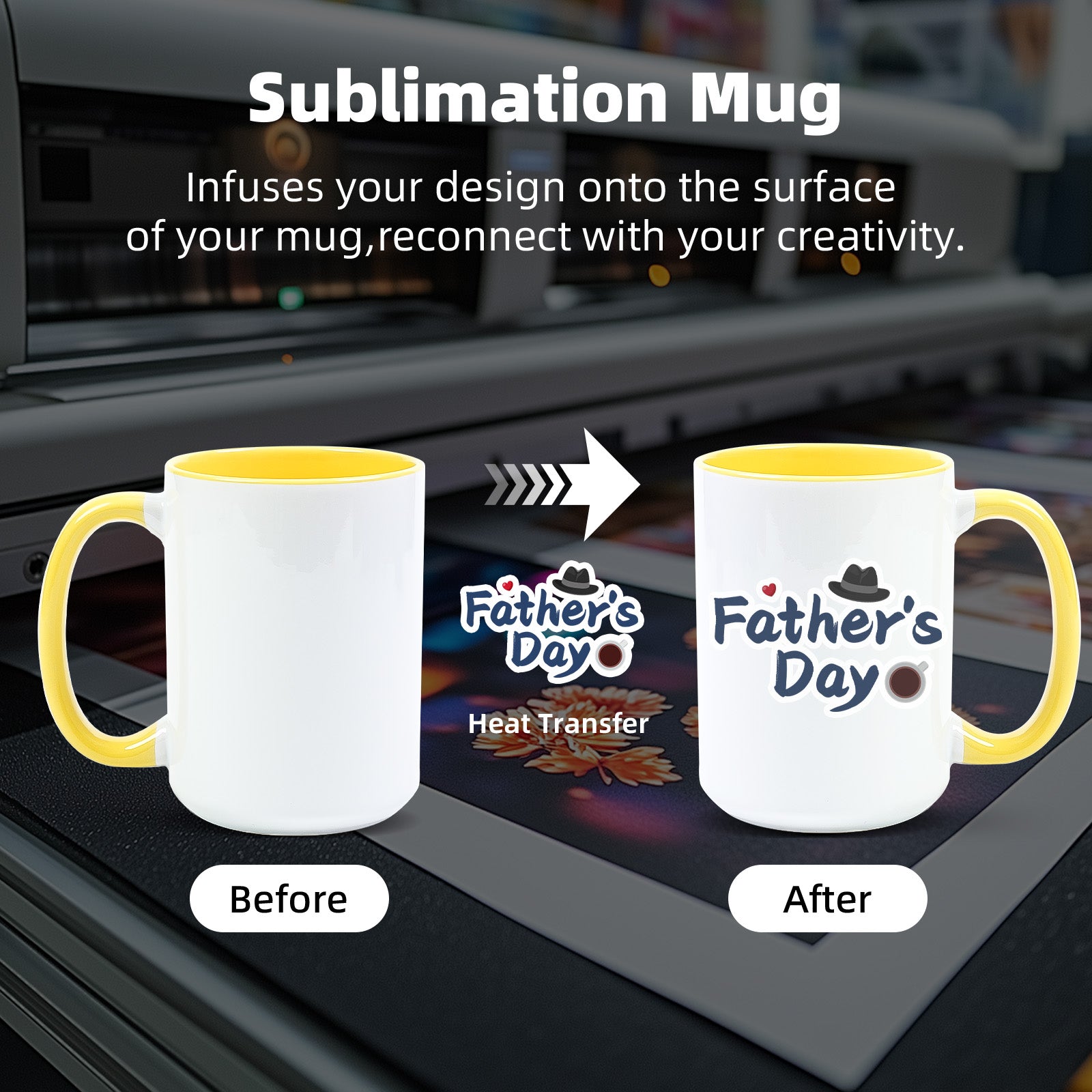 15oz Stoneware Sublimation Mug Blanks, in white gift box