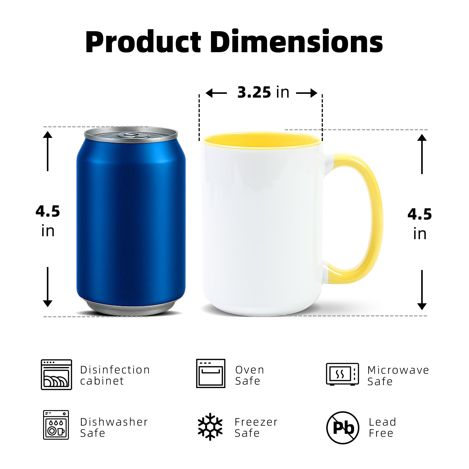 15oz Stoneware Sublimation Mug Blanks, in white gift box