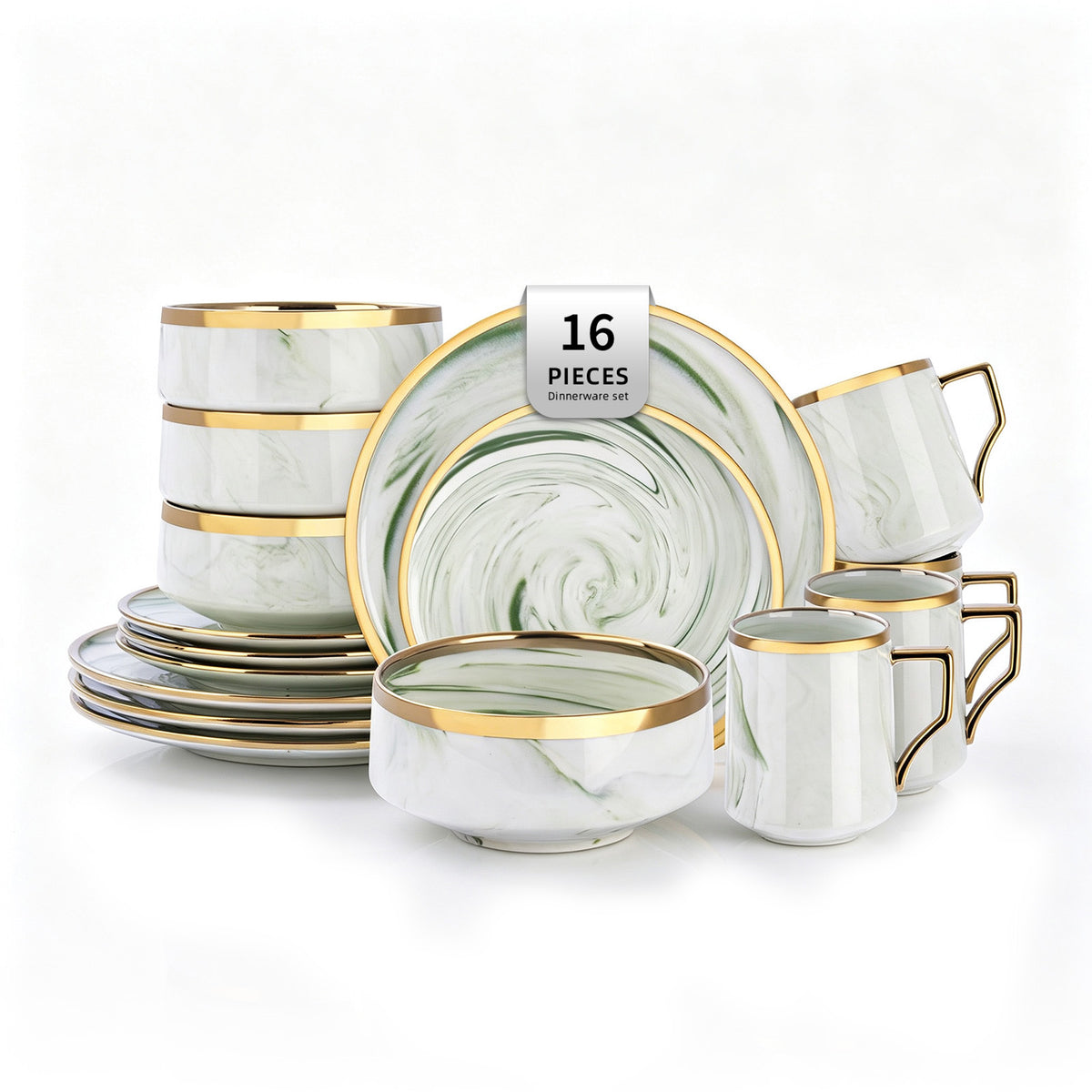 Artisan Marbled Fine China Dinnerware Set