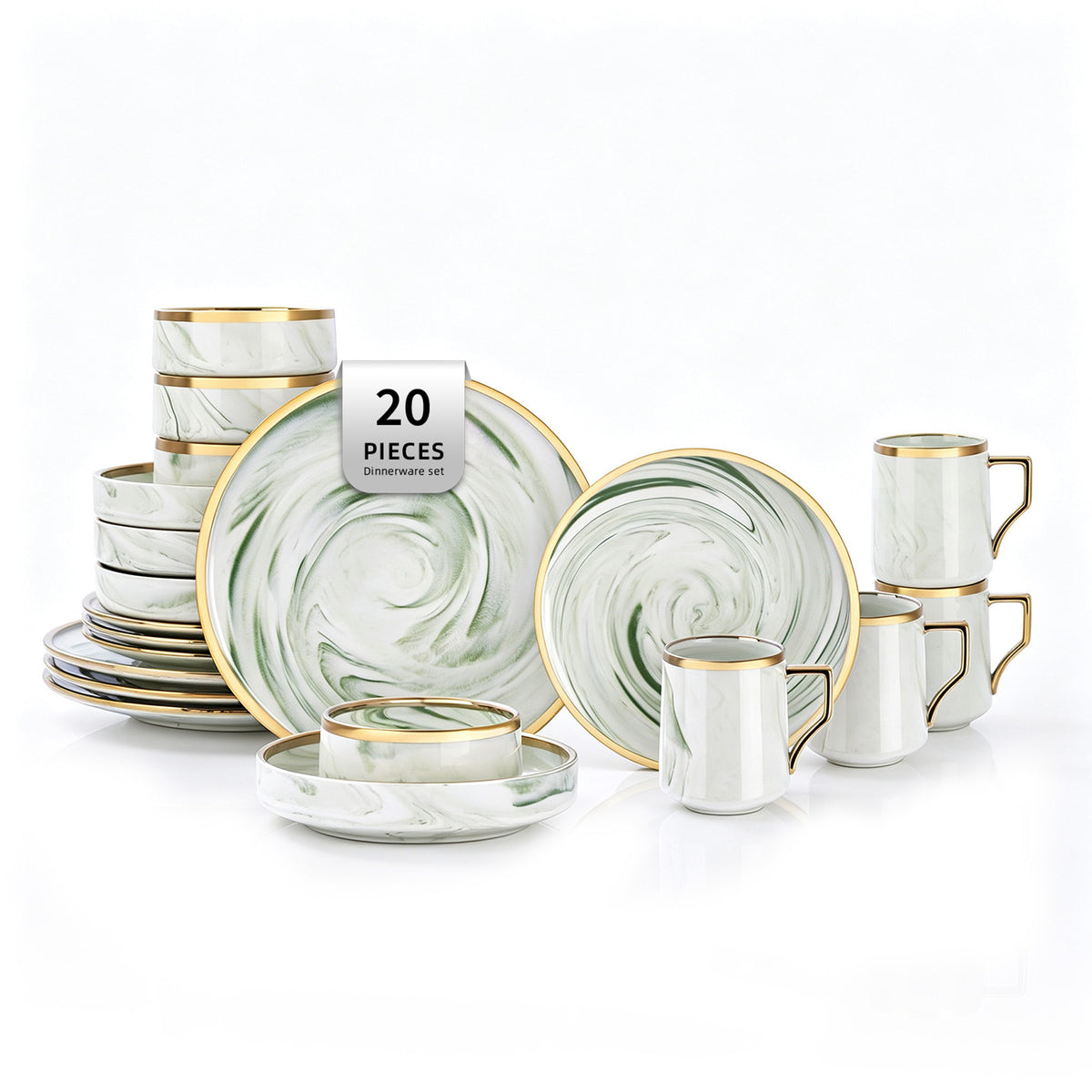 Artisan Marbled Fine China Dinnerware Set