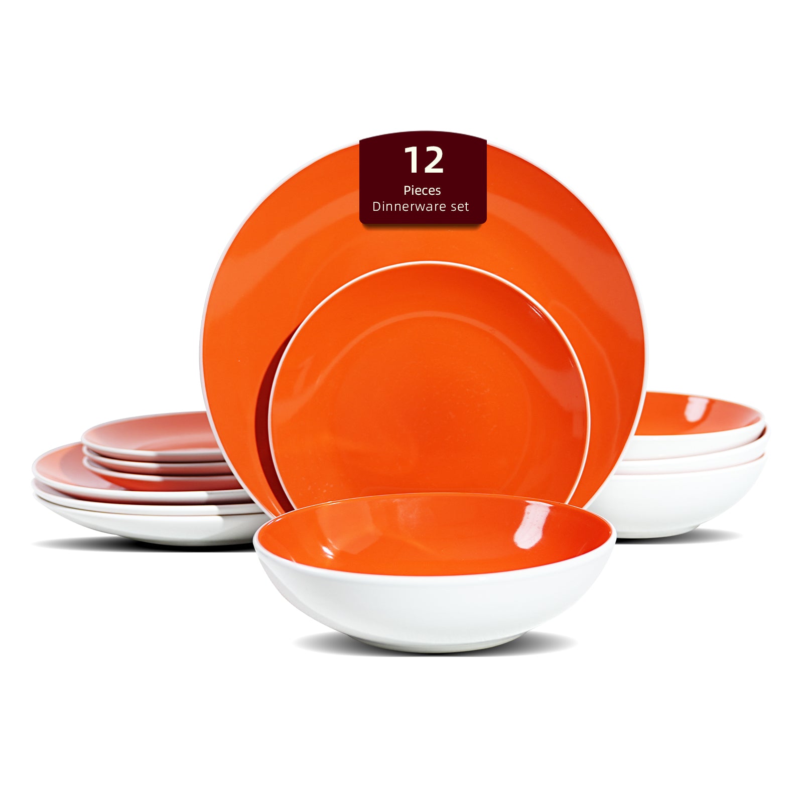 🎃Halloween-Ready🎃Stoneware Coupe Shape Dinnerware Set