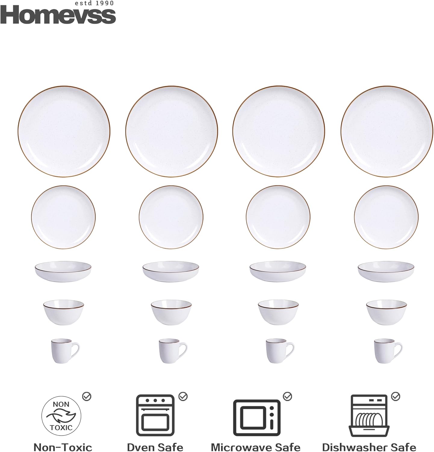 🎃Halloween-Ready🎃 Euro-Nordic Speckled Stoneware Dinnerware Set