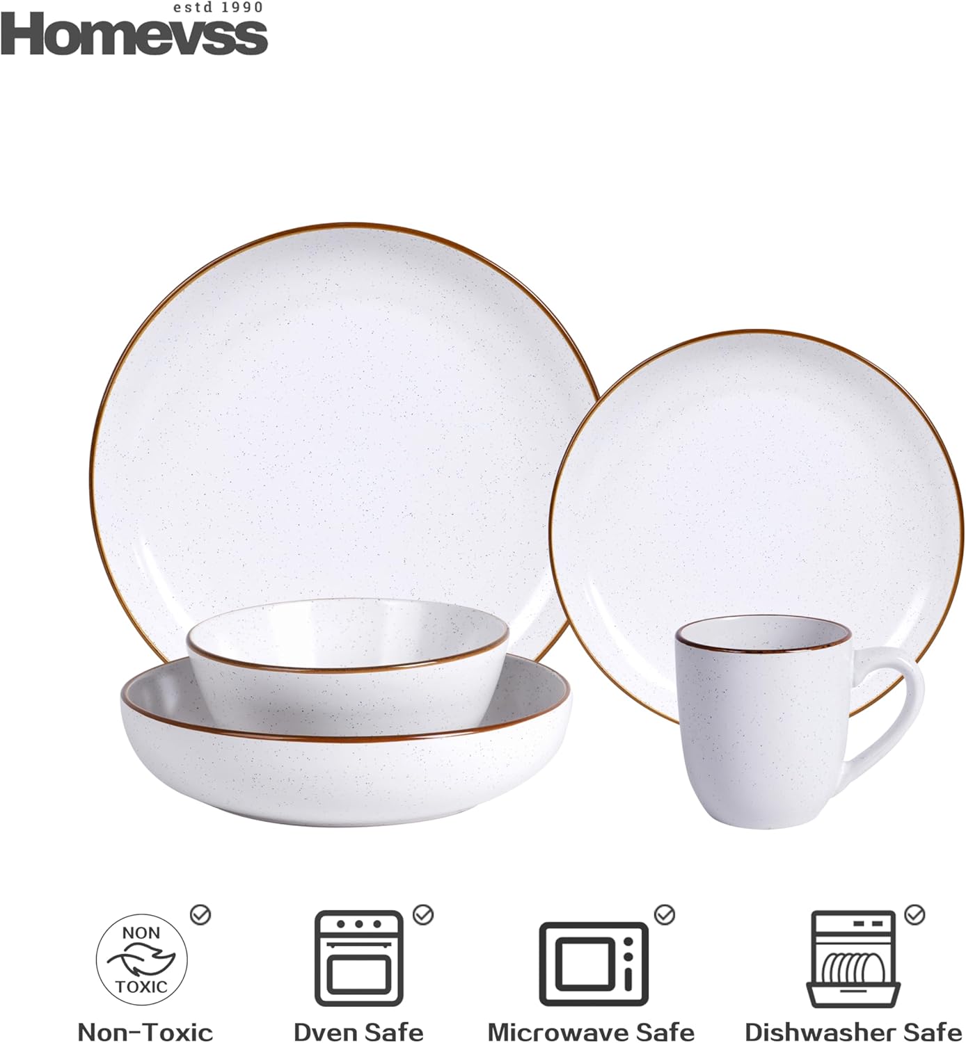 🎃Halloween-Ready🎃 Euro-Nordic Speckled Stoneware Dinnerware Set