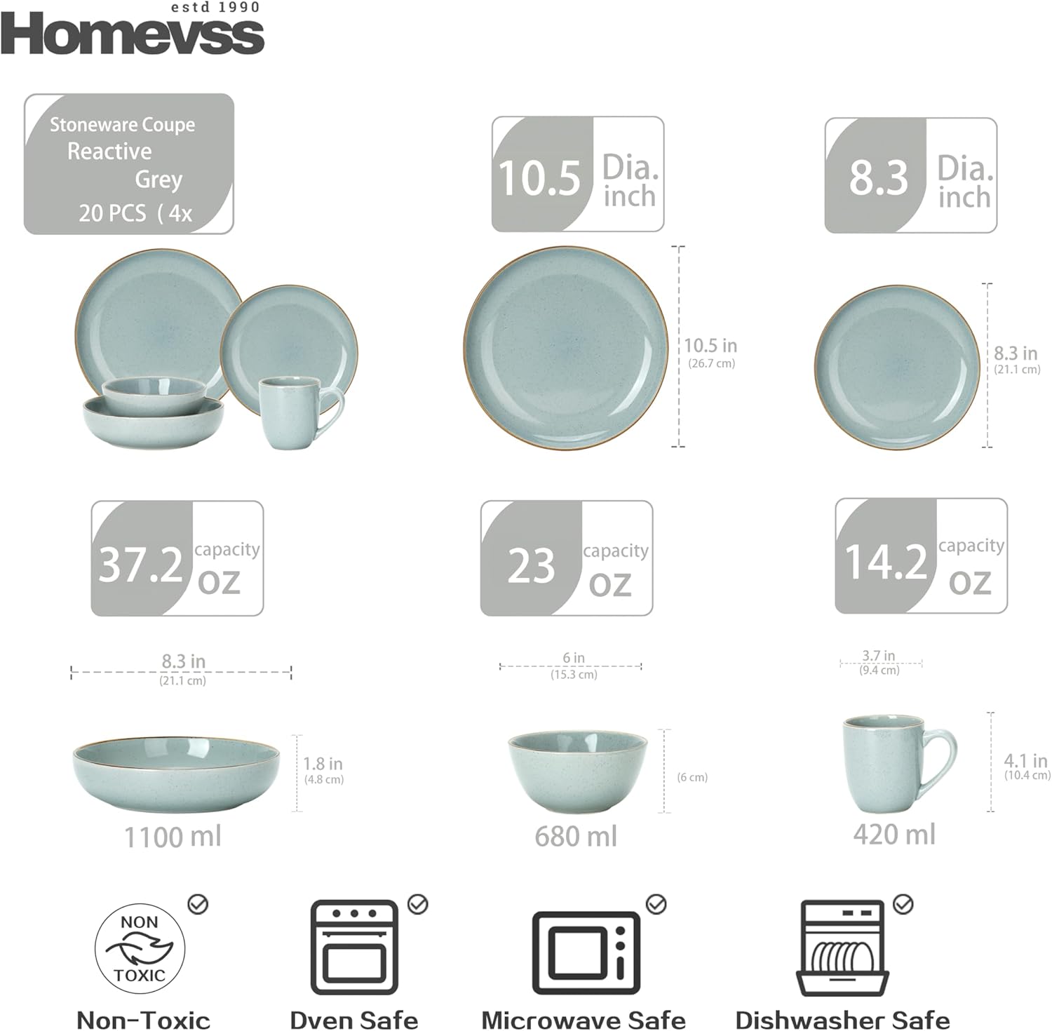 🎃Halloween-Ready🎃 Euro-Nordic Speckled Stoneware Dinnerware Set