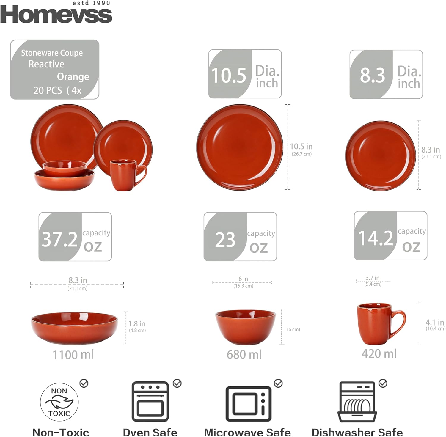 🎃Halloween-Ready🎃 Euro-Nordic Speckled Stoneware Dinnerware Set