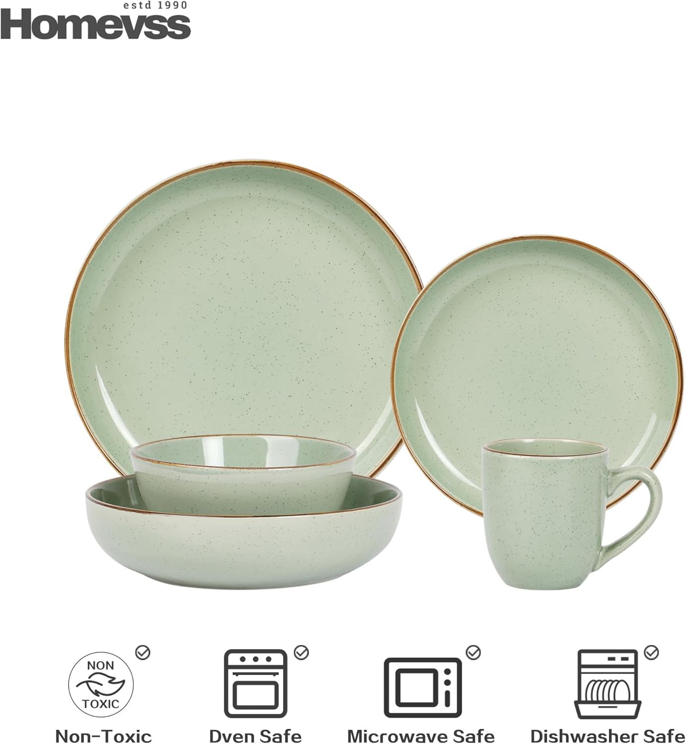 Euro-Nordic Speckled Stoneware Dinnerware Set