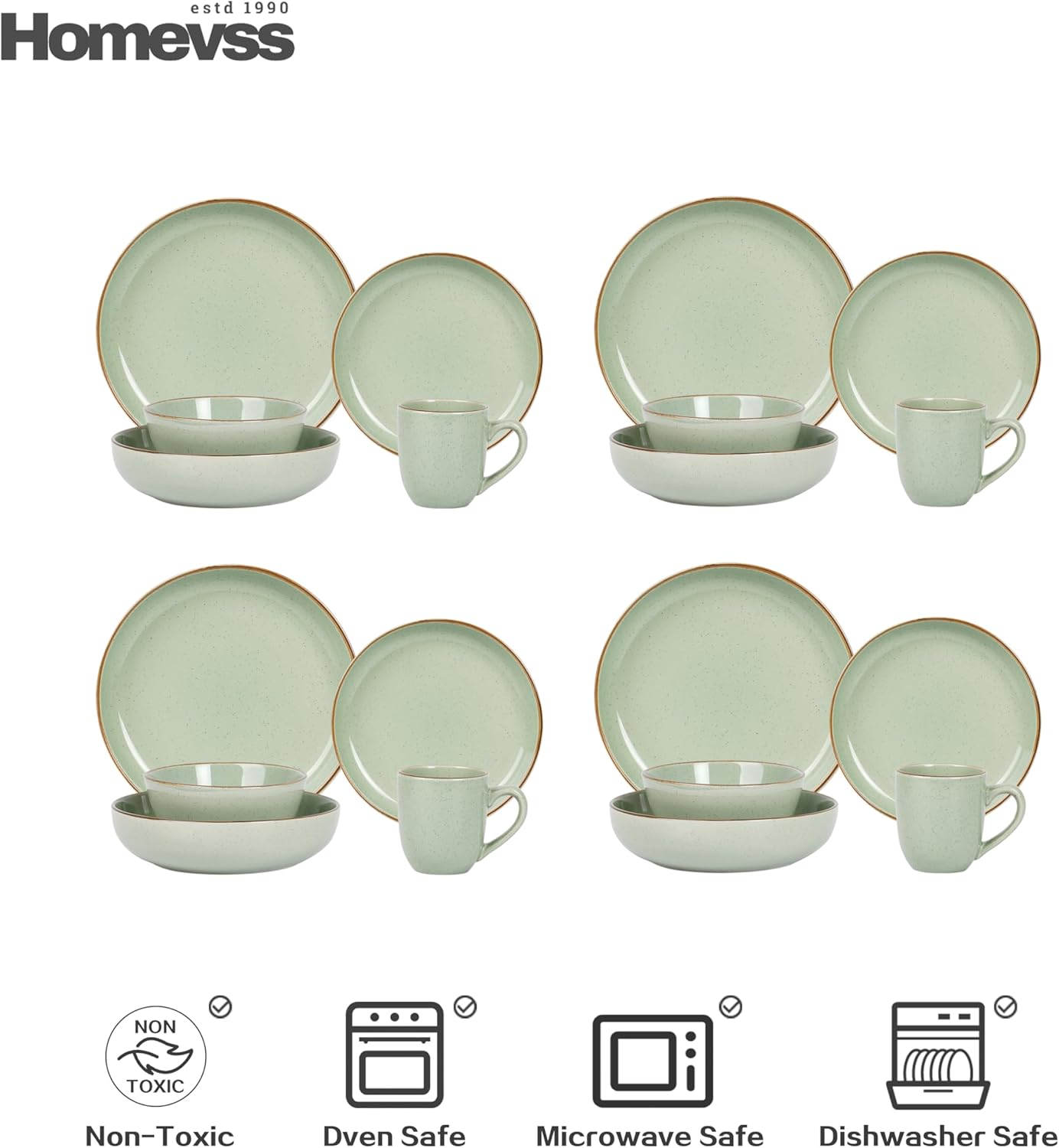 Euro-Nordic Speckled Stoneware Dinnerware Set