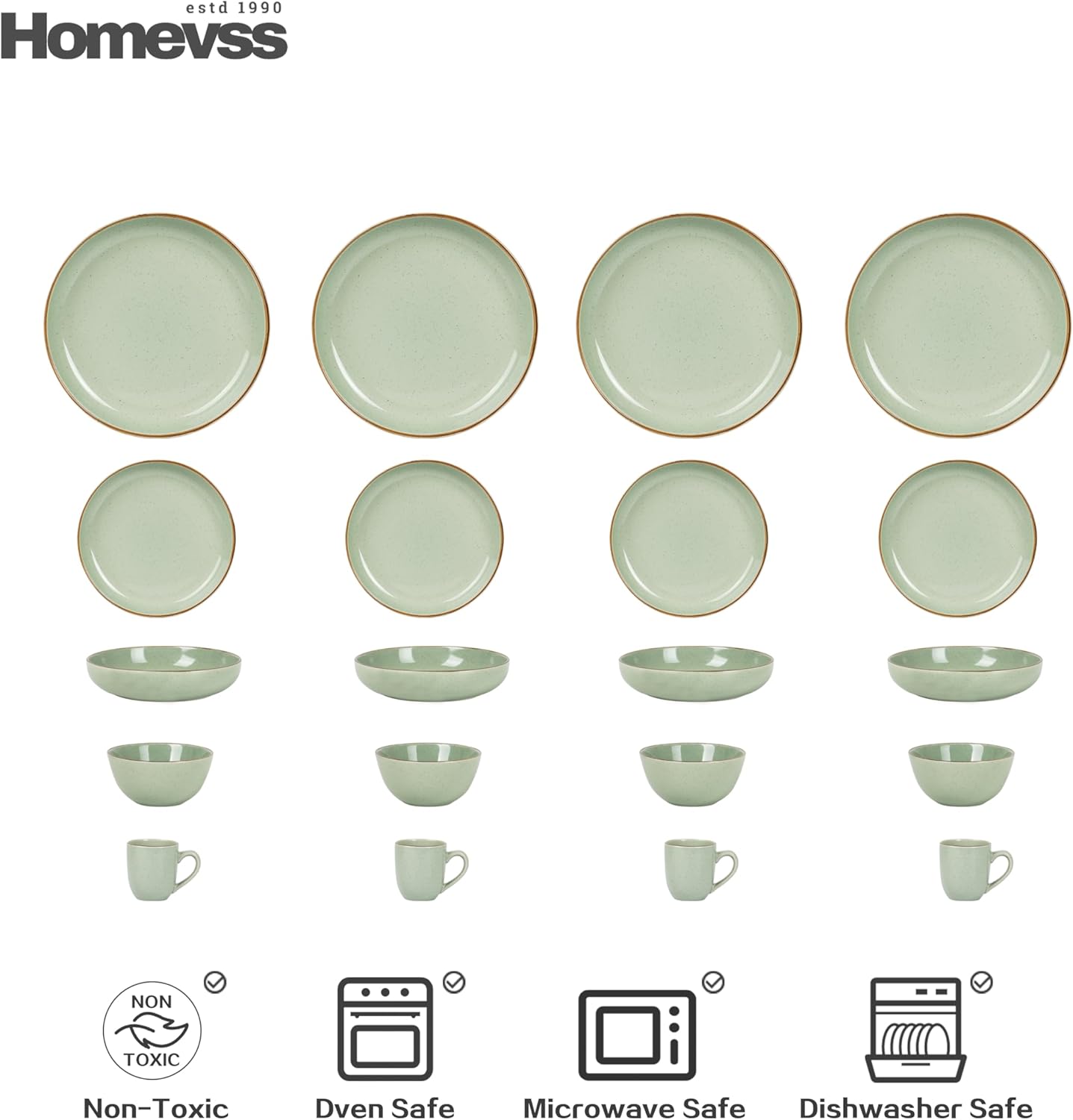 Euro-Nordic Speckled Stoneware Dinnerware Set