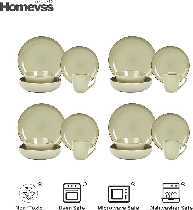 🎃Halloween-Ready🎃 Euro-Nordic Speckled Stoneware Dinnerware Set