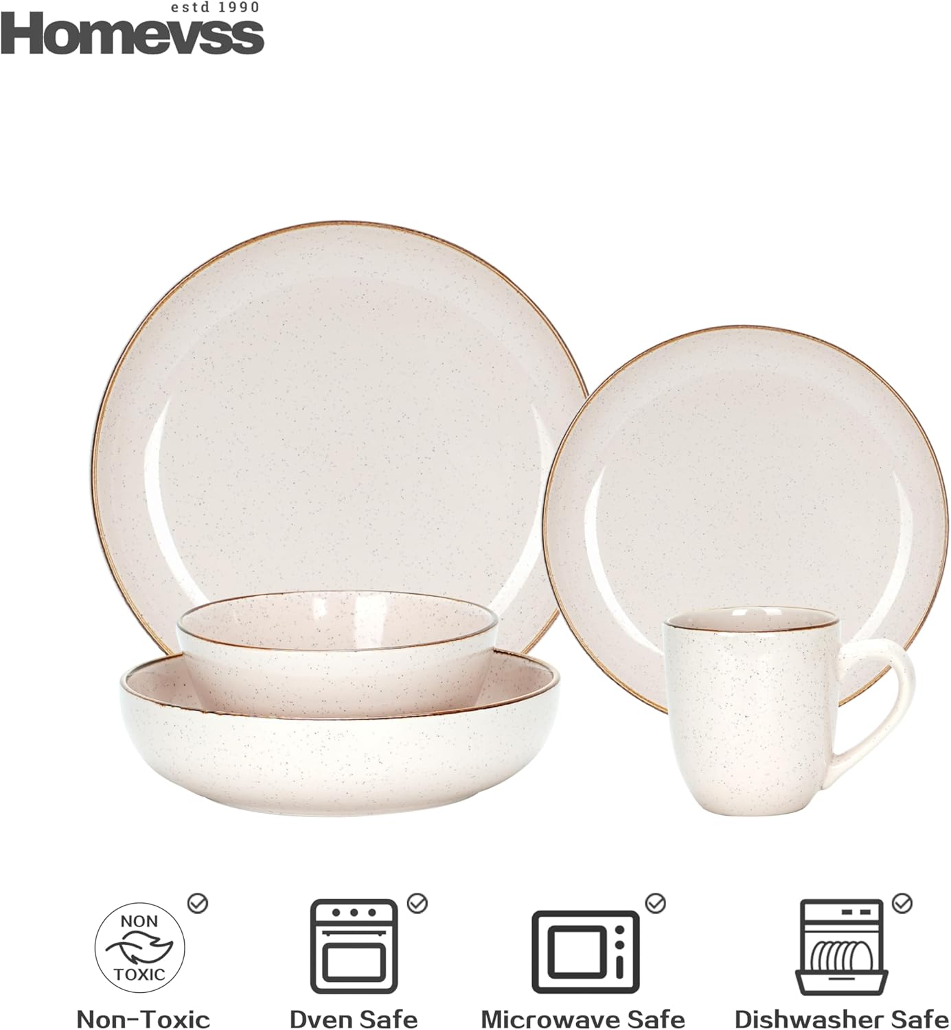 🎃Halloween-Ready🎃 Euro-Nordic Speckled Stoneware Dinnerware Set