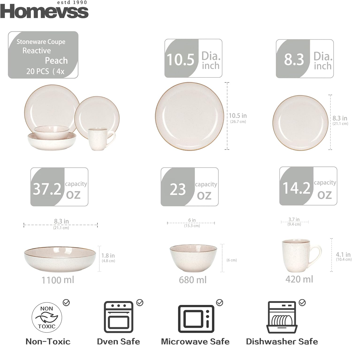 🎃Halloween-Ready🎃 Euro-Nordic Speckled Stoneware Dinnerware Set