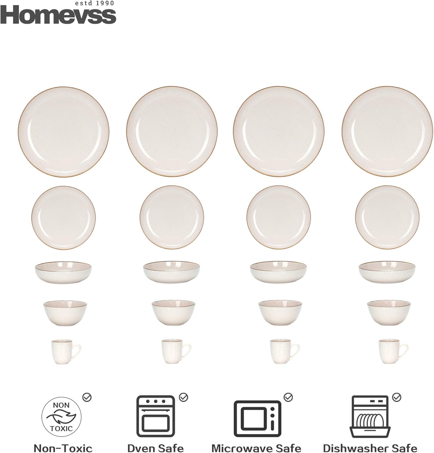 🎃Halloween-Ready🎃 Euro-Nordic Speckled Stoneware Dinnerware Set