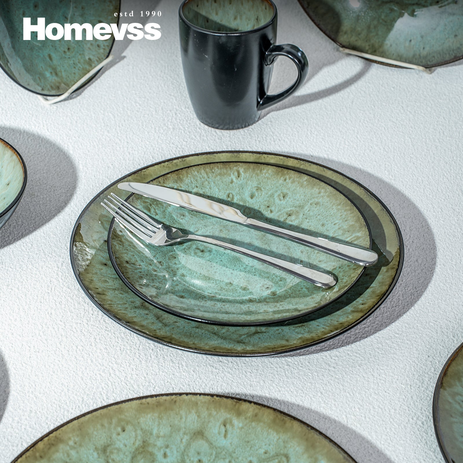 Reactive-Glaze Stoneware Dinnerware Set,HW