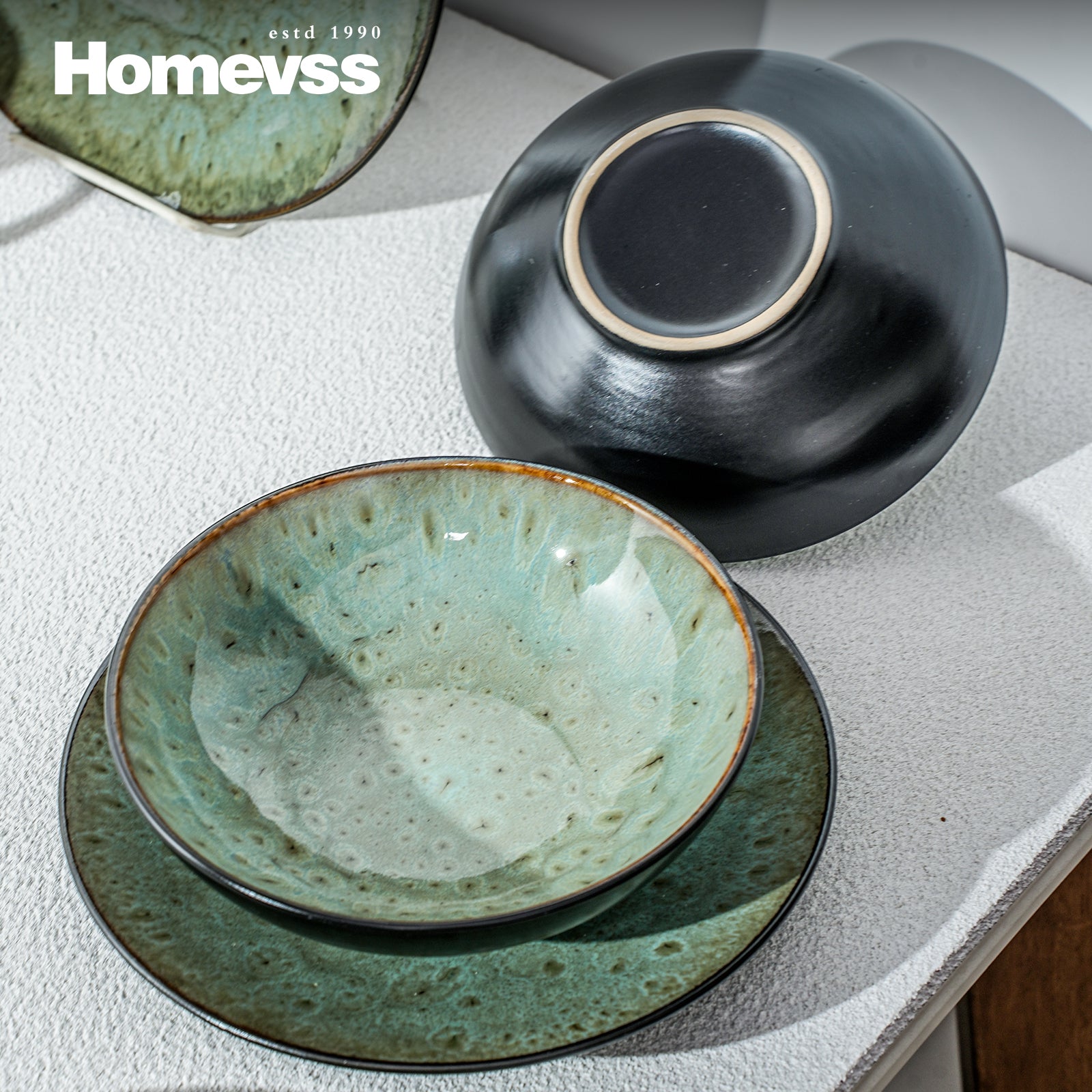 Reactive-Glaze Stoneware Dinnerware Set,HW