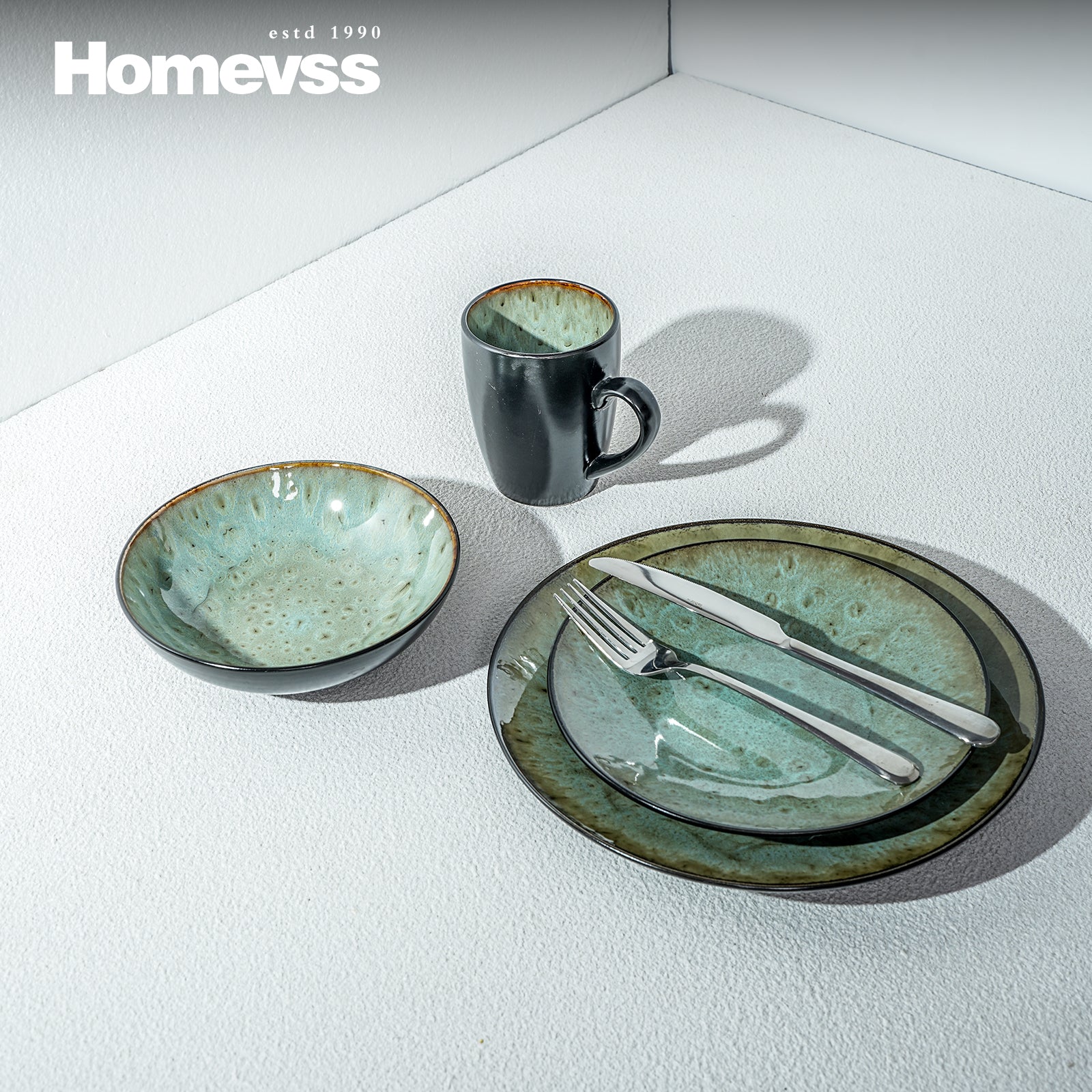 Reactive-Glaze Stoneware Dinnerware Set,HW