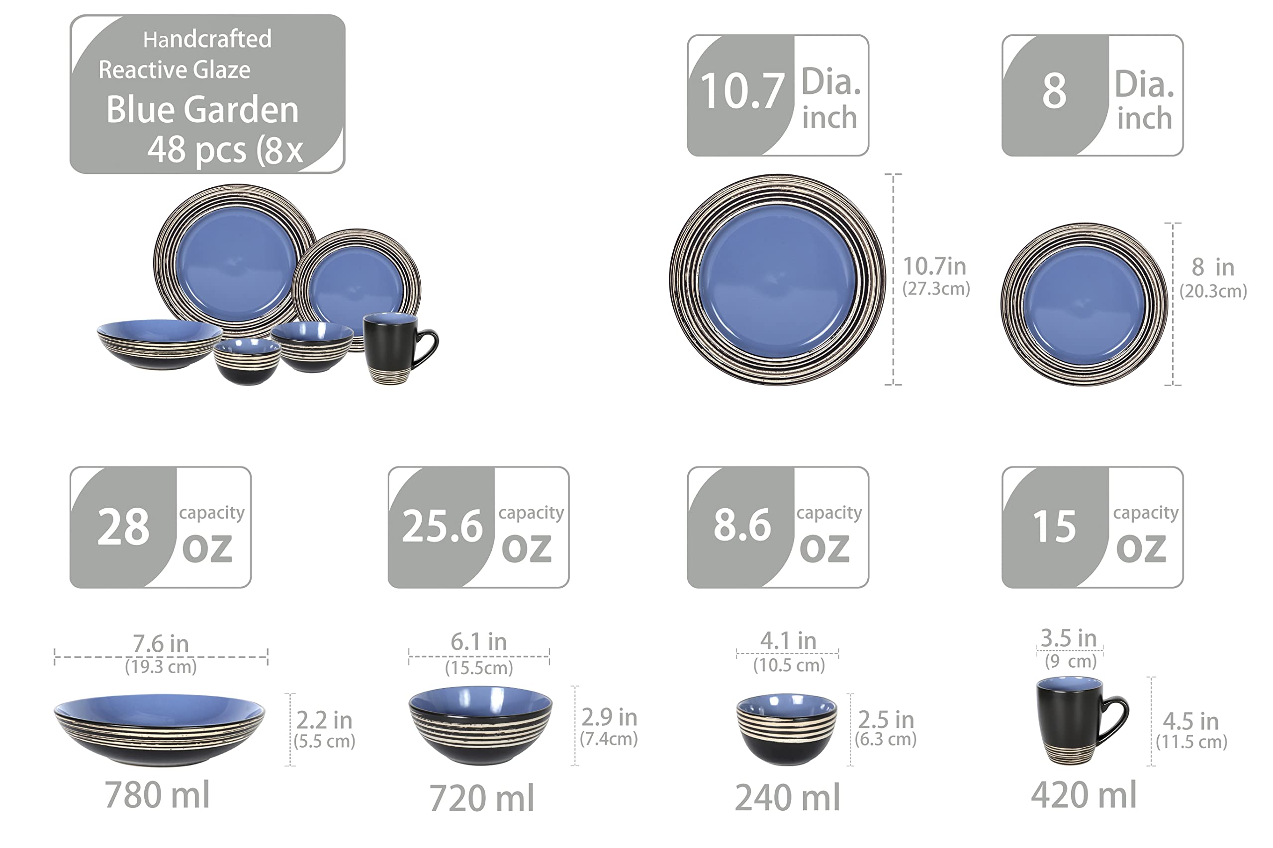 Stoneware Handcrafted Tree Bark Effected Glaze Dinnerware Set
