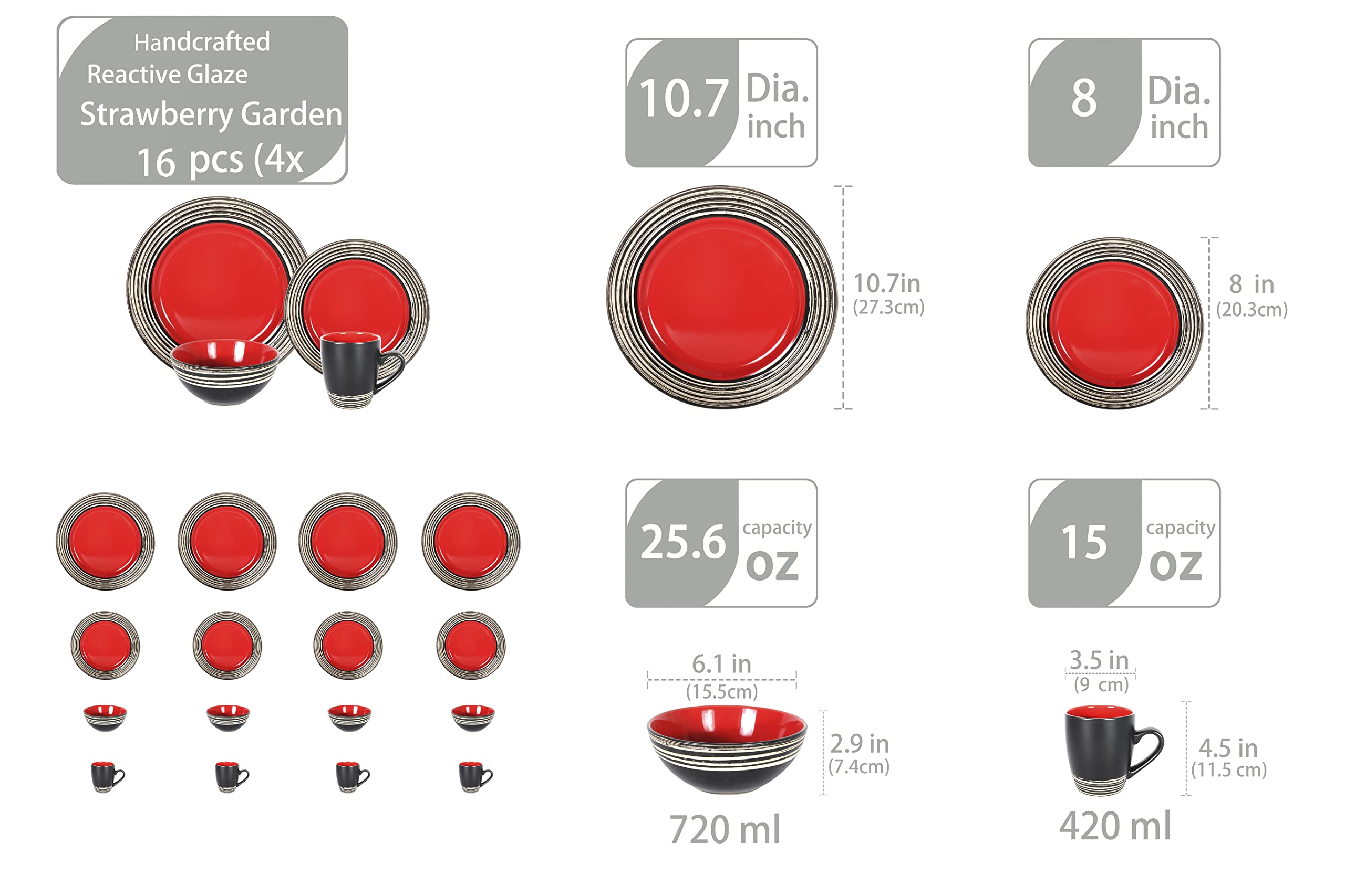 Stoneware Handcrafted Tree Bark Effected Glaze Dinnerware Set