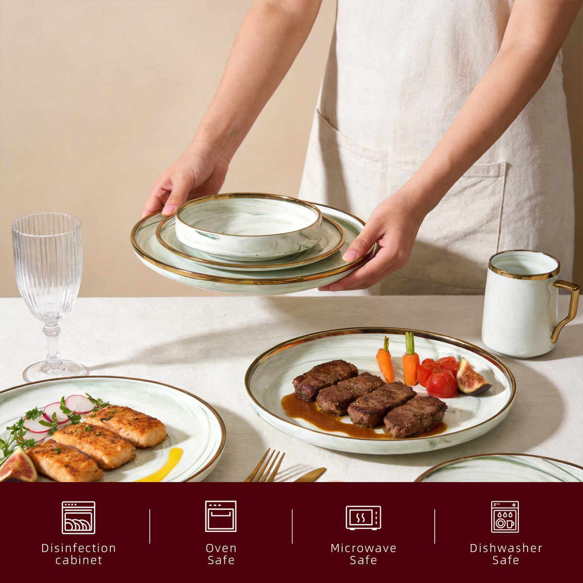 Artisan Marbled Fine China Dinnerware Set