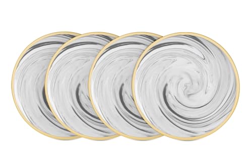 Artisan Marbled Fine China Dinnerware Set,Gold-Rim