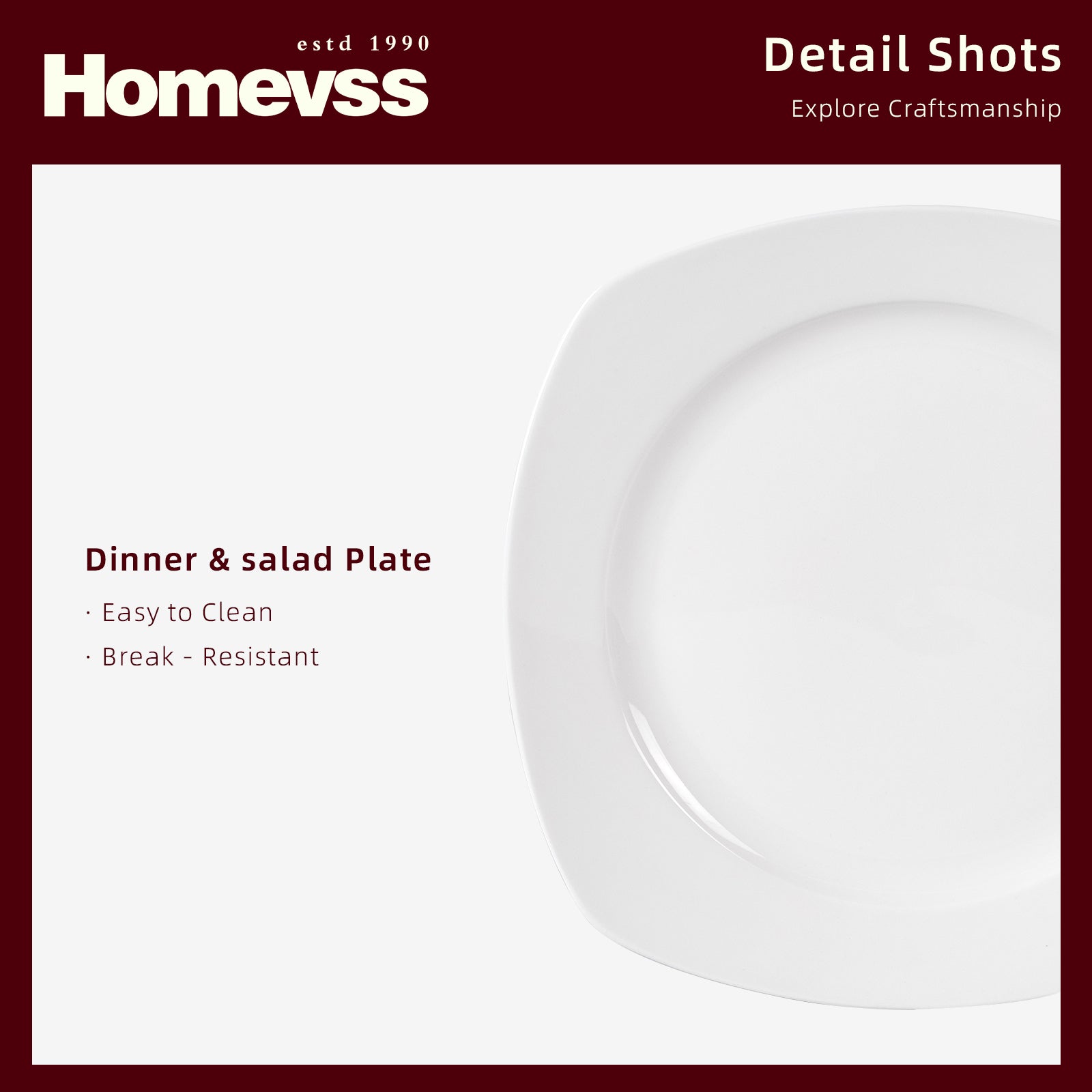 Bone China Square Coupe Shape Dinnerware Set