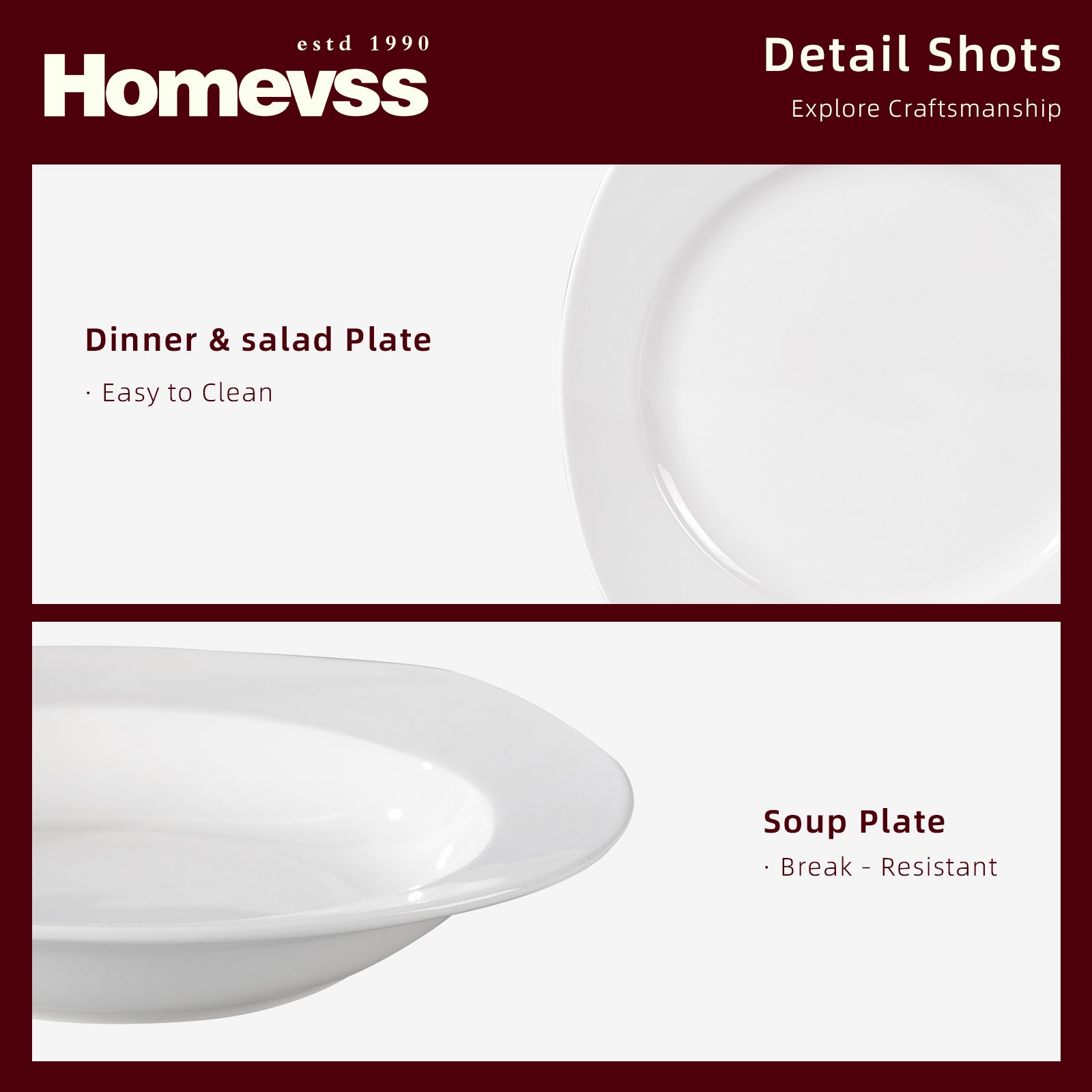 Bone China Square Coupe Shape Dinnerware Set