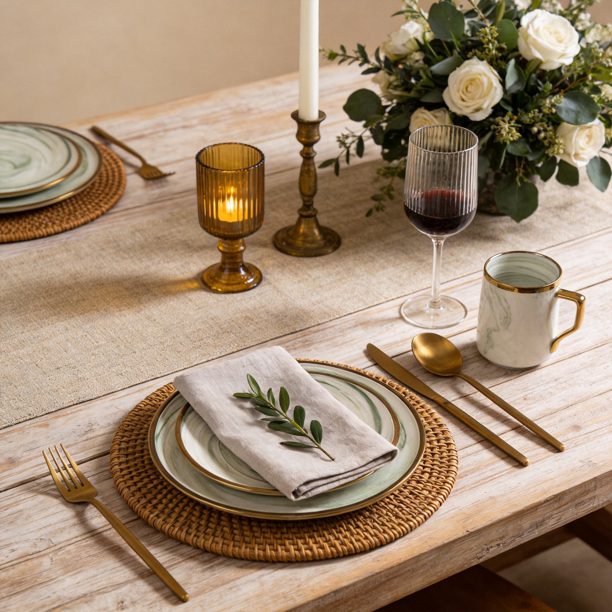 Artisan Marbled Fine China Dinnerware Set