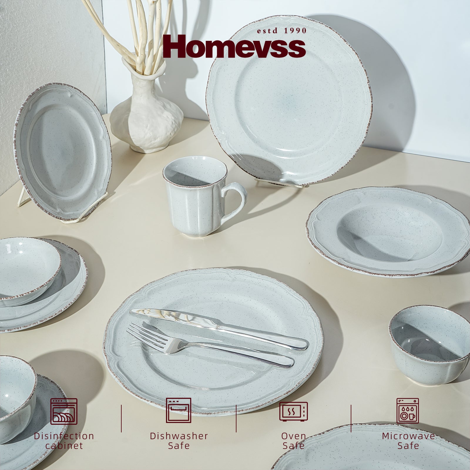 French Countryside Stoneware Dinnerware Set,HW