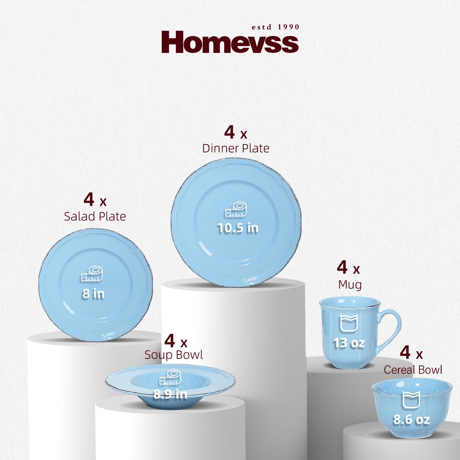 Geschirrset „Französische Landschaft“ aus gesprenkeltem Steinzeug