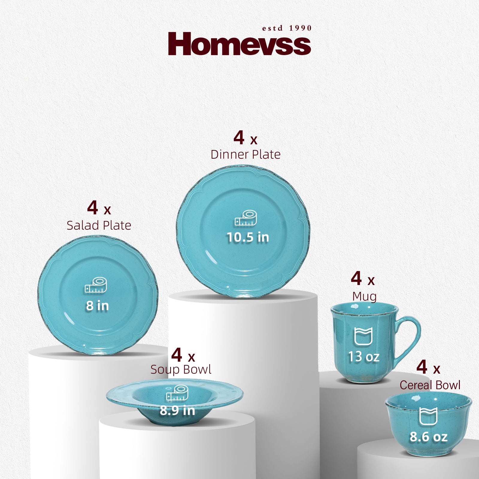 Geschirrset „Französische Landschaft“ aus gesprenkeltem Steinzeug